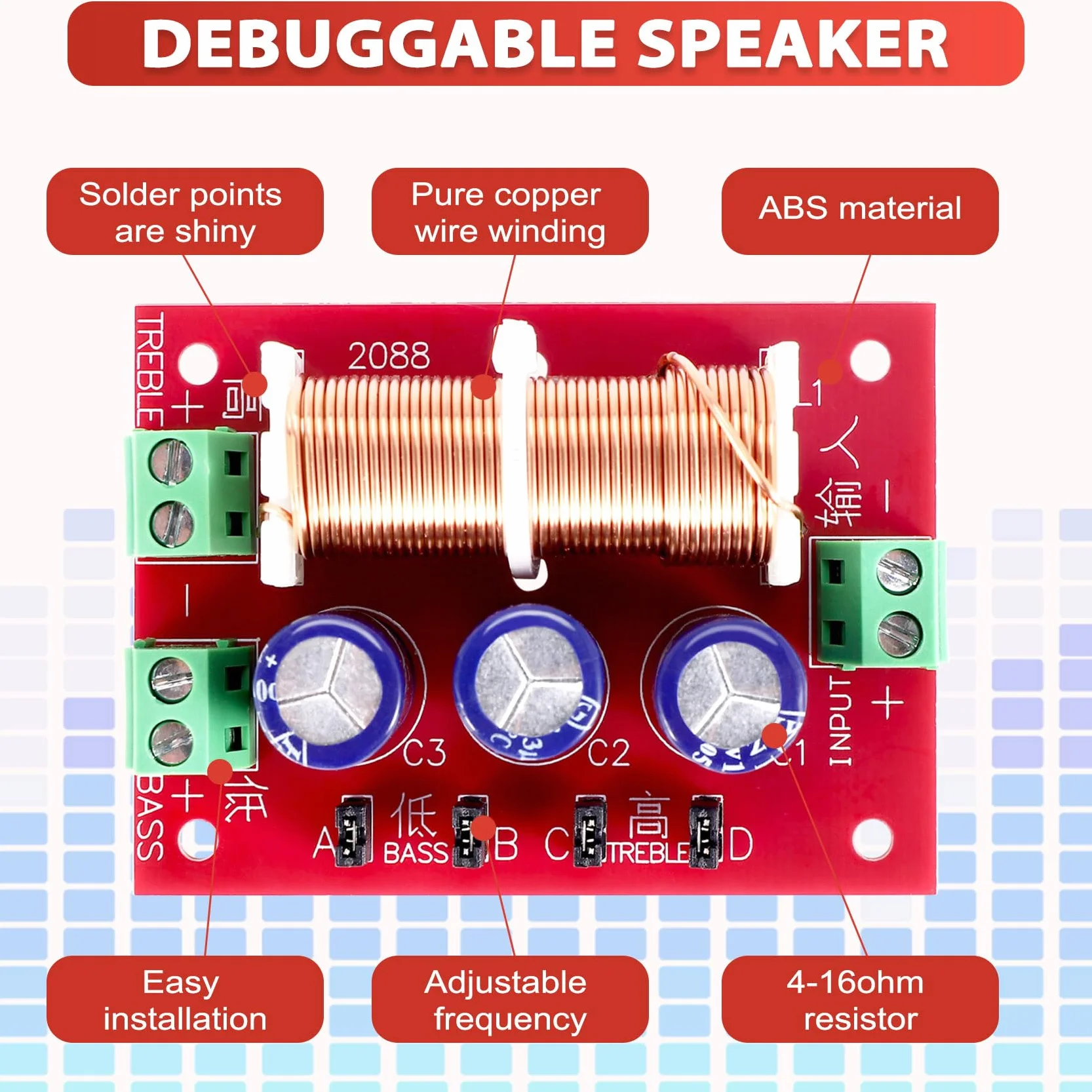 YLY-2088 Audio Frequenza Divisore 400W Regolabile 2 vie Crossover Filtri Gamma Alto Basso Frequenza Divisore
