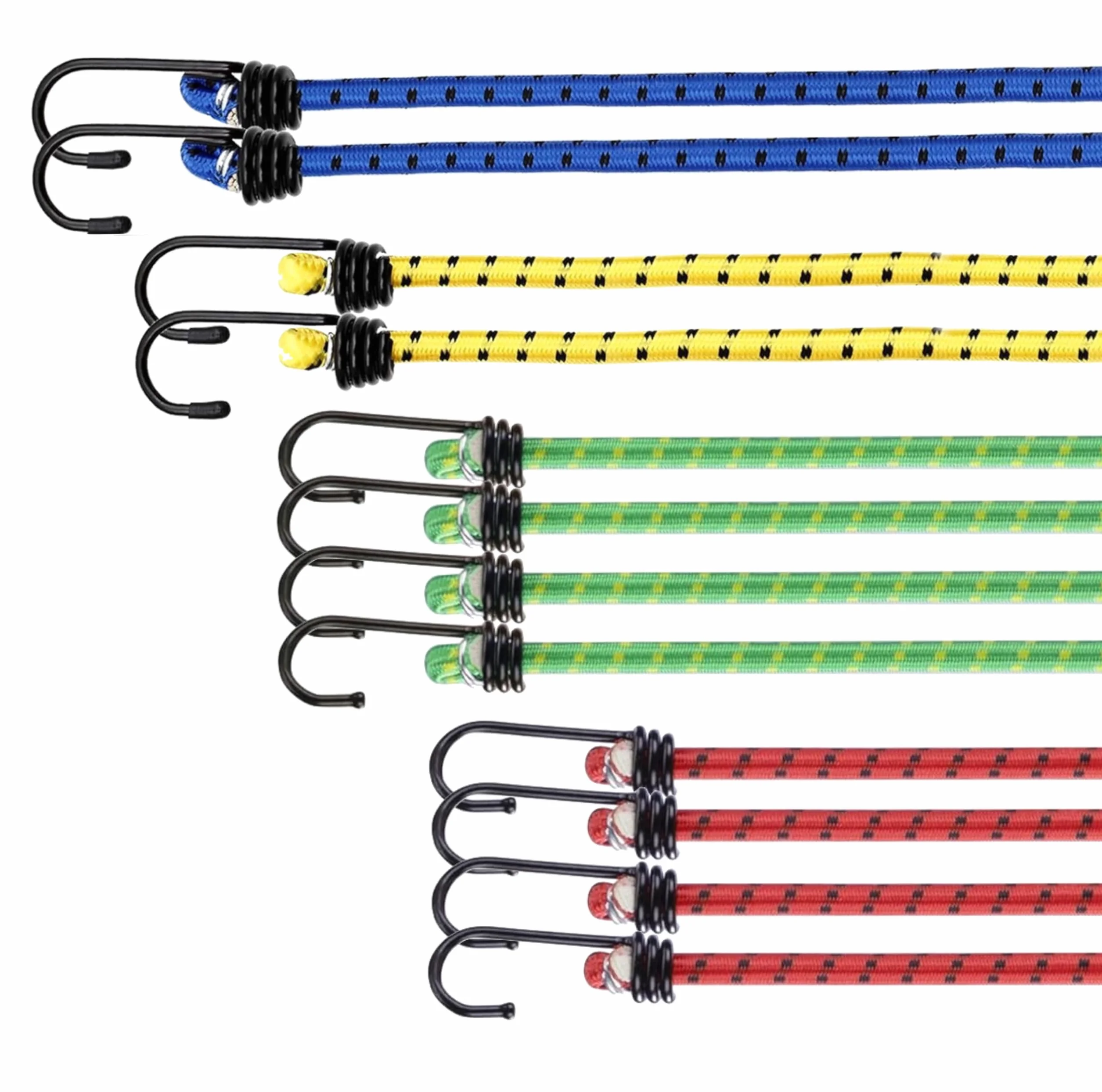 Set di 10 espansori multiuso con ganci e tendicinghie extra forti per campeggio, auto e bicicletta, cinghie di tensione e gomma di tensione, accessori per auto