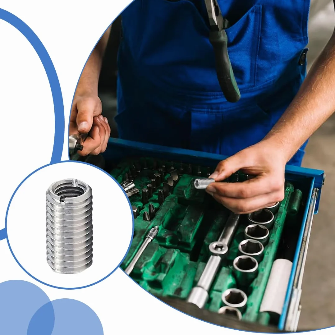 IKOPFLN 12 Pezzi Inserto Filettato, Interno M6 Esterno M8 Lungo 10mm Boccola Filettata, Inserti filettati, Boccole Filettate per Metallo per Automotive Turbina A Vapore Attrezzature Meccaniche