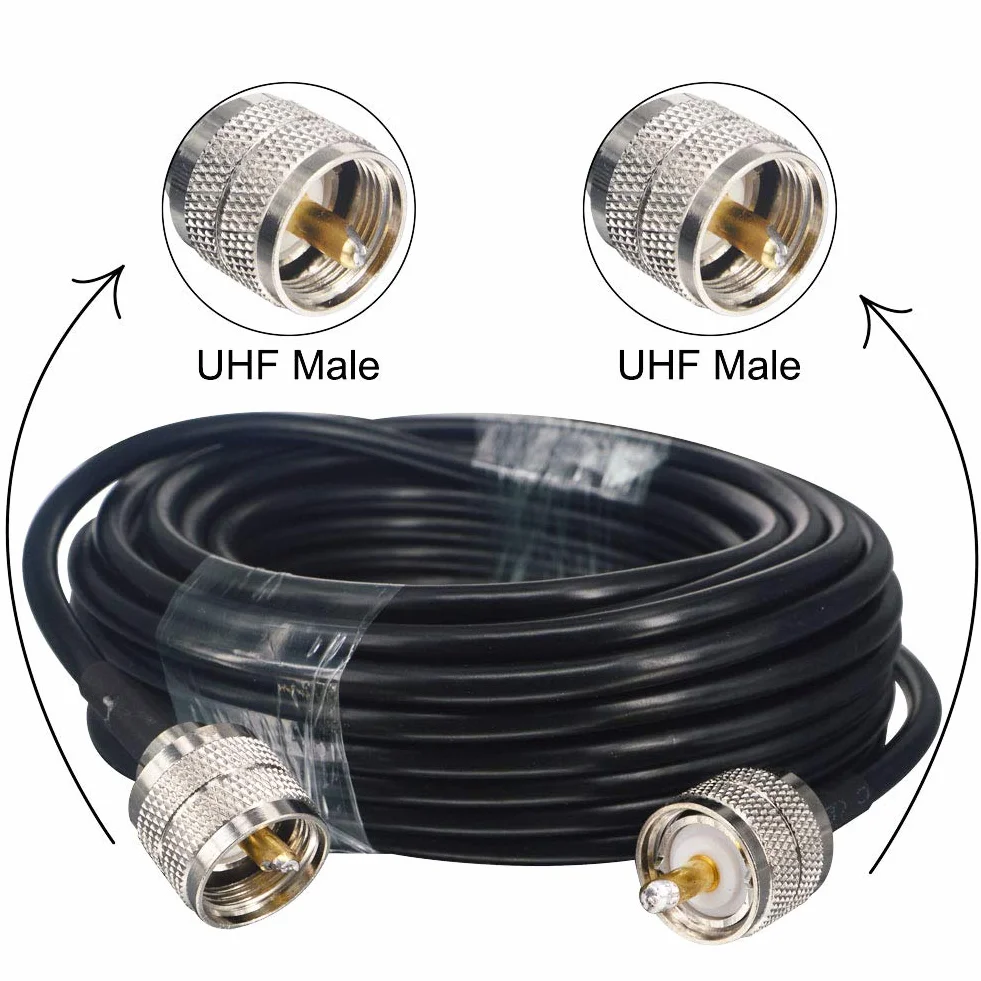 Cavo Antenna CB 15M/49,2ft UHF PL259 SO239 Maschio a Maschio Bassa Perdita RG58 VHF Marine Cavo Coassiale per HAM Radio, Antenna Analyzer, Dummy Load, SWR Meter, Broadcast