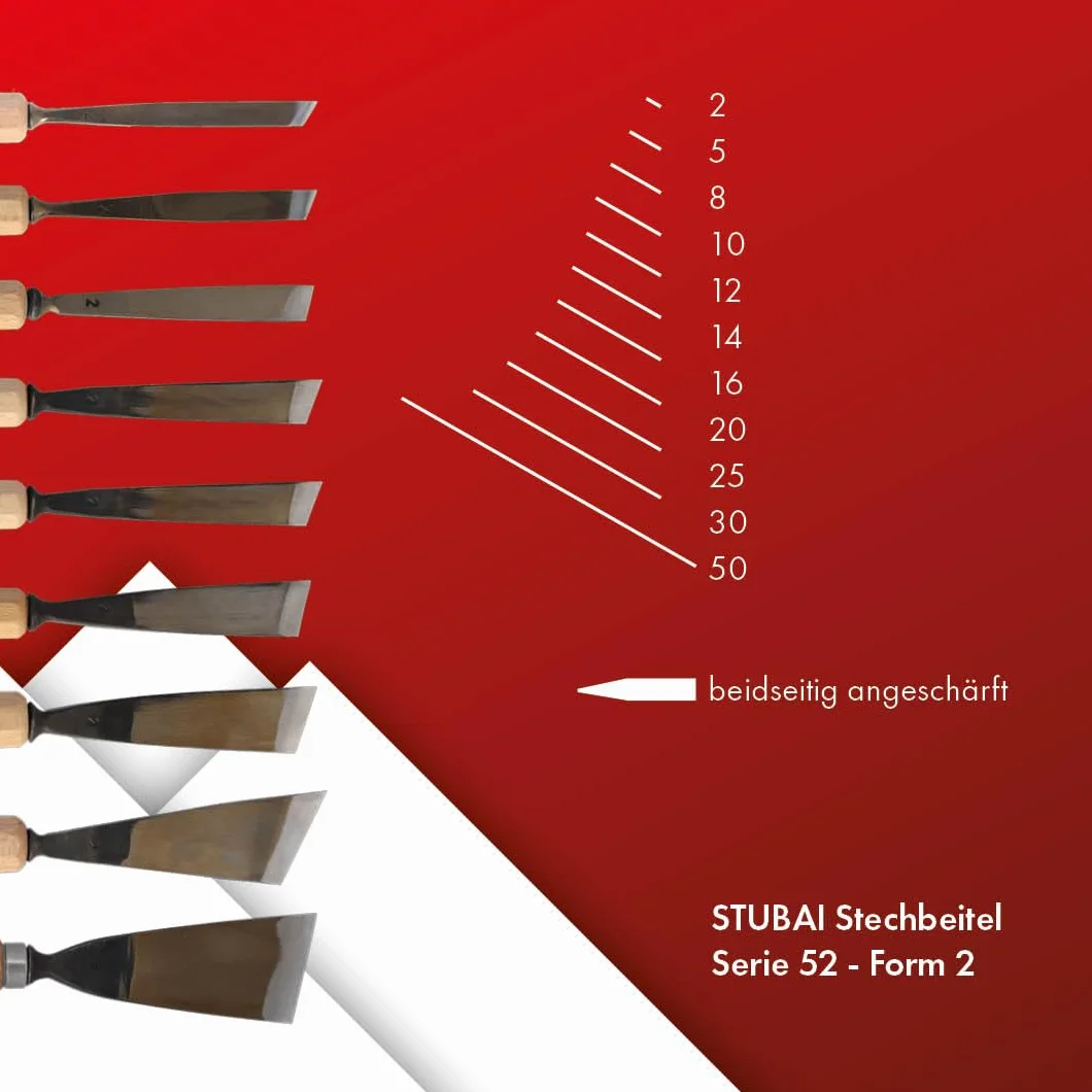 Stubai 520260 Sgorbia per Scultori con Manico, Modello 2, 60 mm