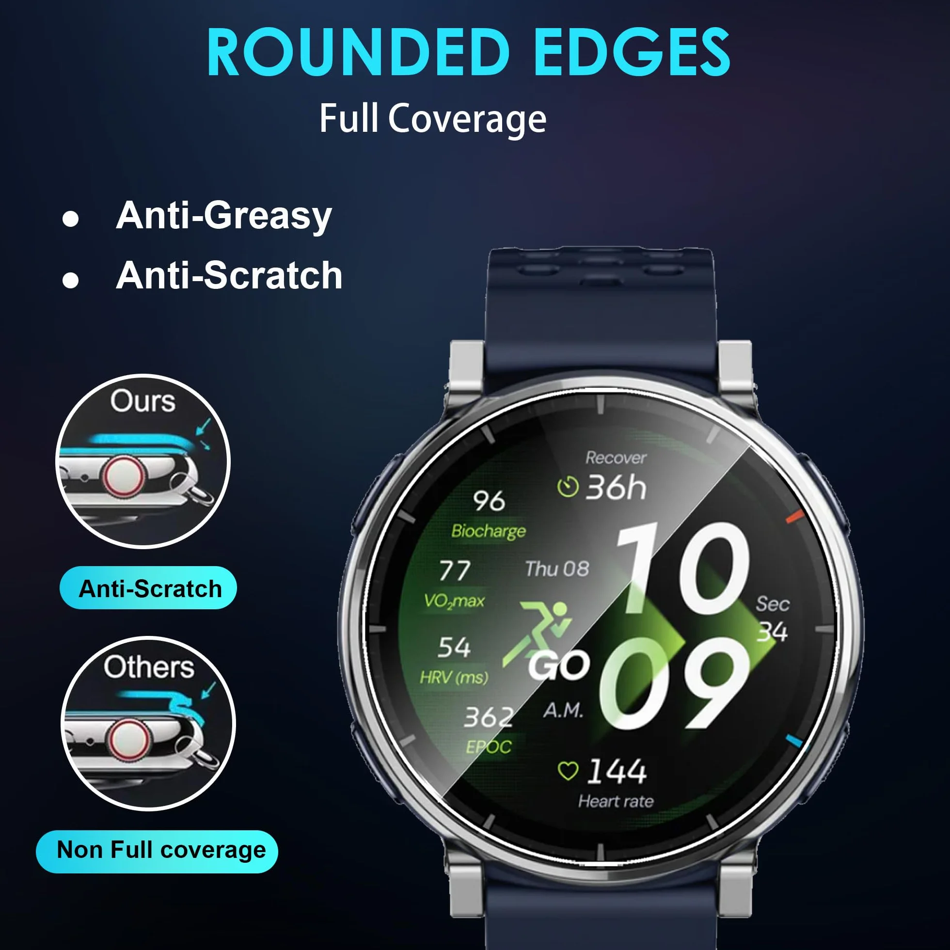 Lemxiee 3 Pezzi Pellicola Vetro Temperato per Amazfit Active 3 & 3 Premium