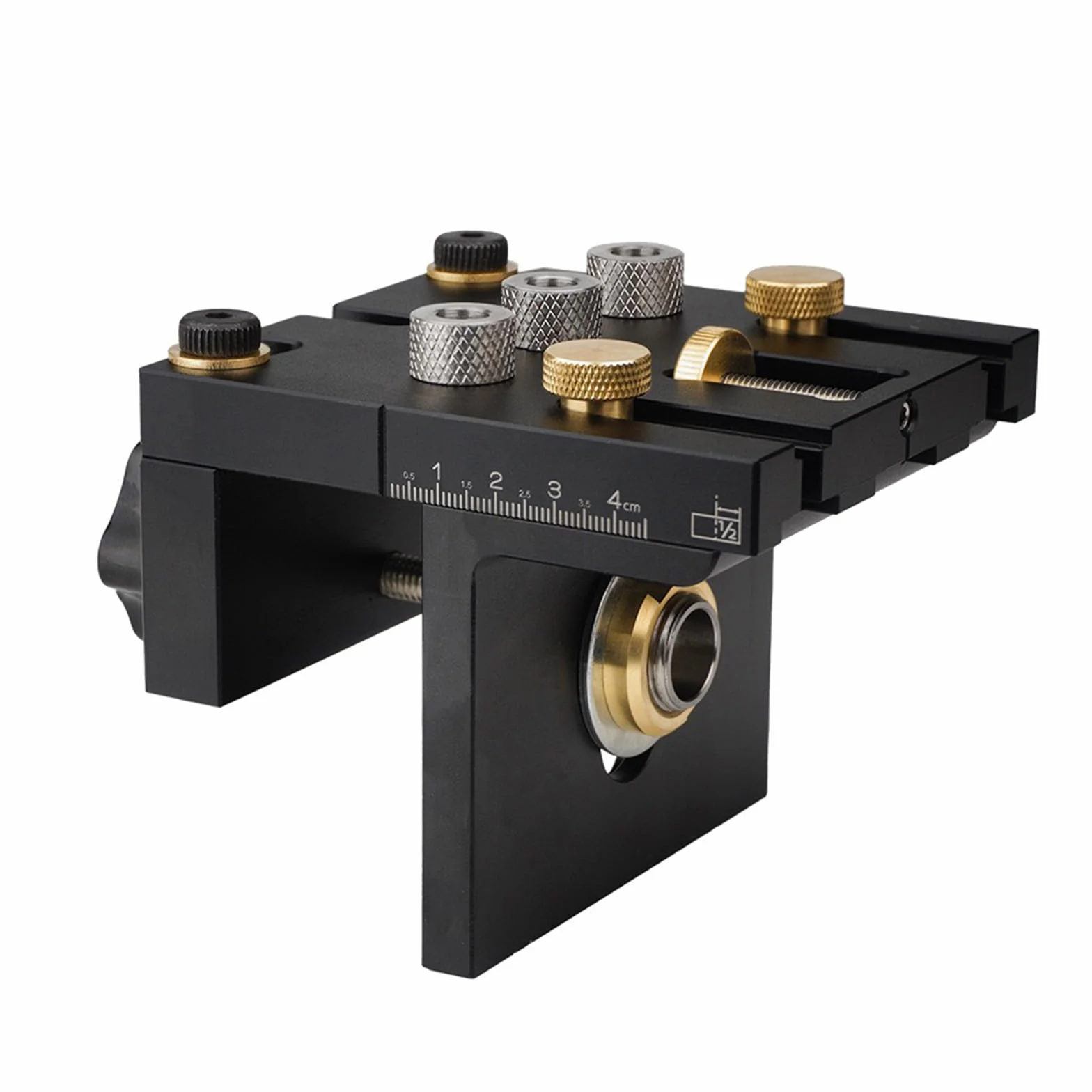 Kit Guida per Trapano 3 in 1 Dima per Spinatura Legno 6/8/10/15 mm 5 Fori Perforazione