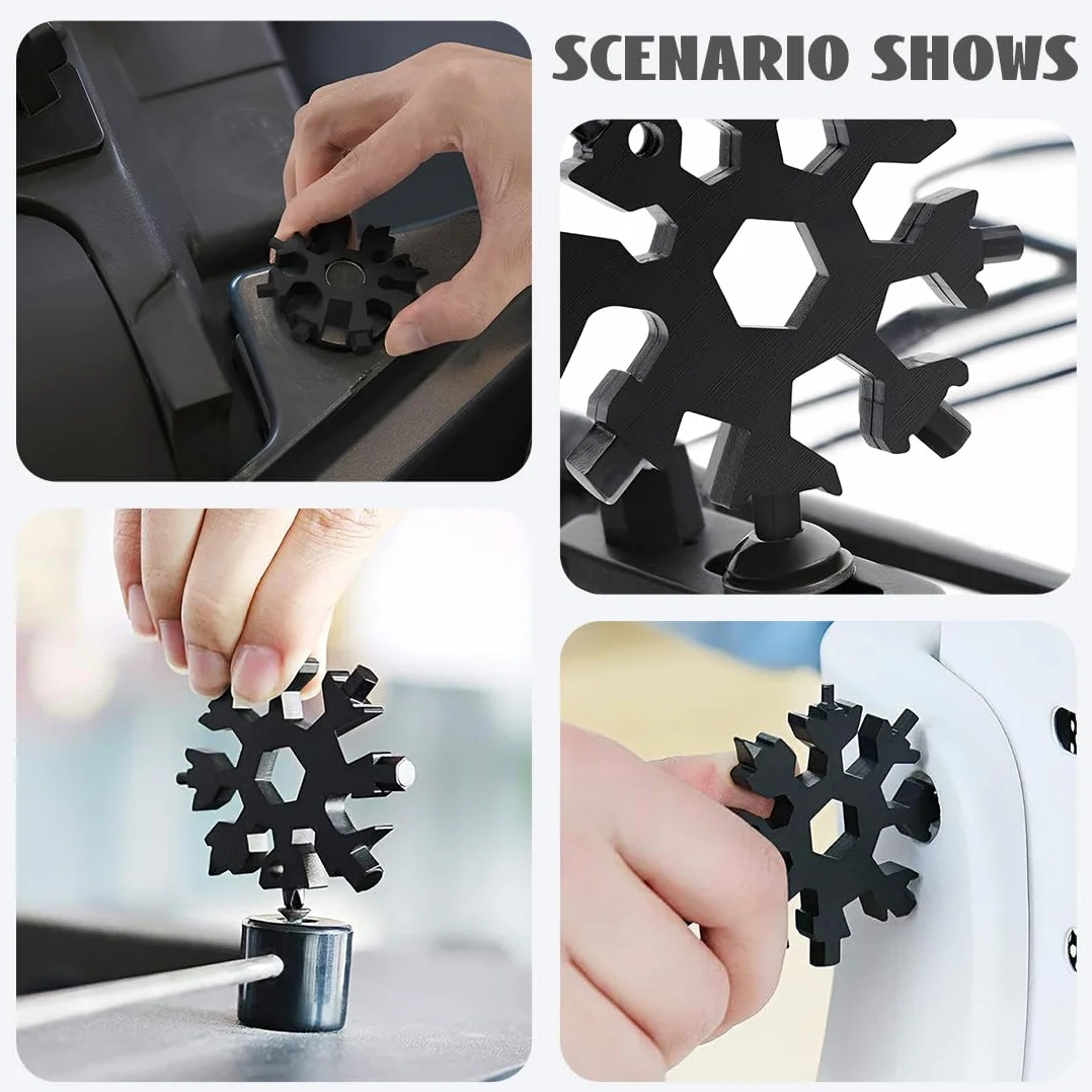 18-In-1 Multi-Tool Snowflake, Portatile Acciaio Attrezzo Campeggio Avventura