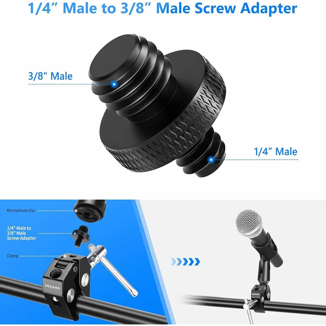 6 Adattatori Per Treppiedi Da 1/4-3/8 Nero, Viti Per Treppiede,Adattatore Filettato Adattatore Vite Treppiede Per Fotocamera,Microfono,Monopiede