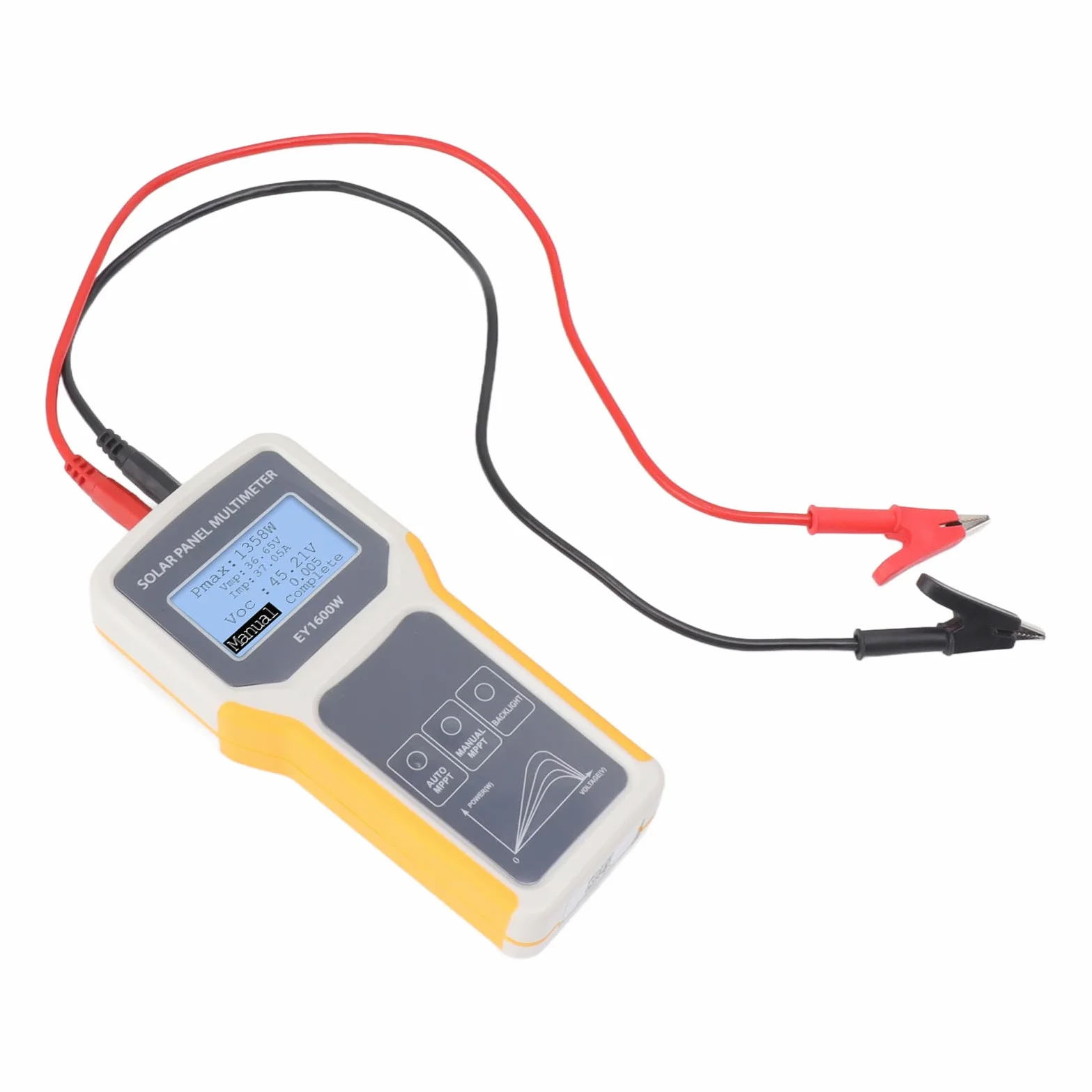 ANGGREK Multimetro Solare Fotovoltaico, Materiale ABS, Tester MPPT Accurato, Display Retroilluminato, Misurazione della Tensione a Circuito Aperto, Utenti di Pannelli Solari