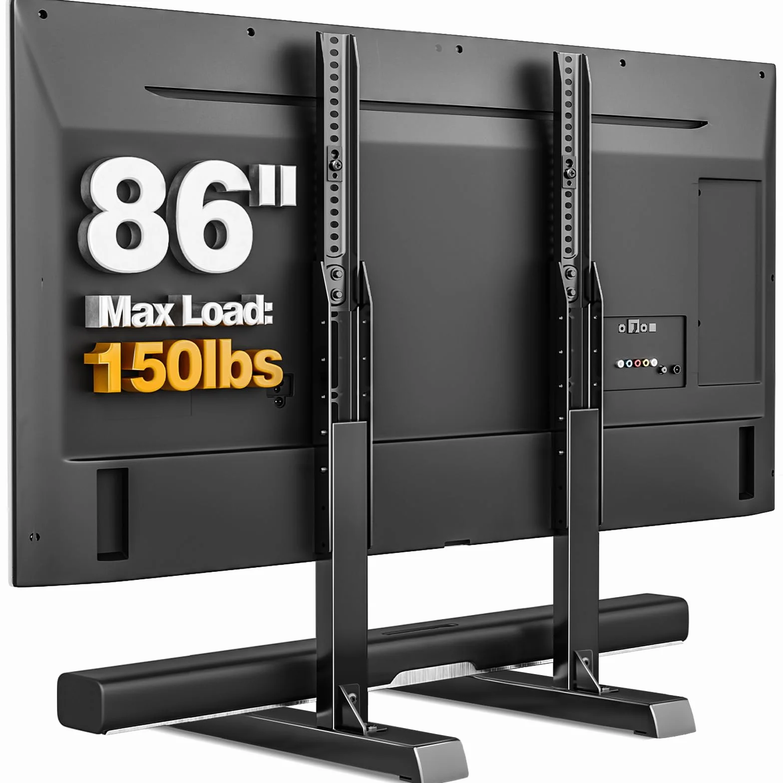 TVON Supporto TV da Tavolo con Piedini TV Regolabili in Altezza, Base Supporto TV con Gestione dei Cavi per TV da 37 a 86 Pollici, Piedini in Acciaio Regge fino a 68 KG, VESA Max 800x600mm