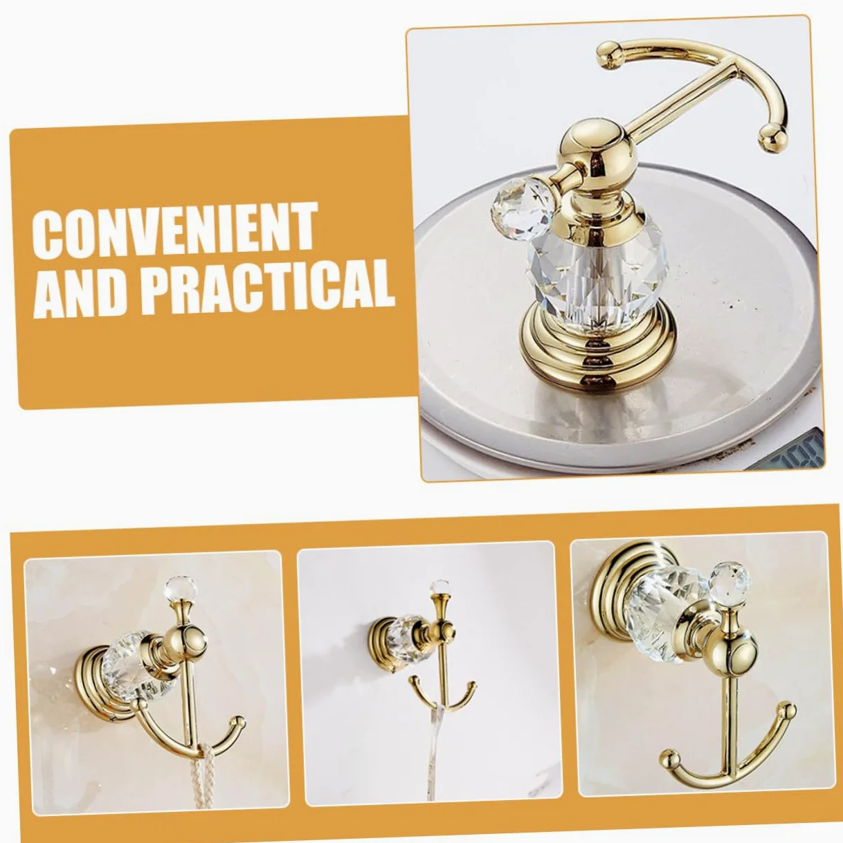 Gancio Appendiabiti senza Bavure in Acciaio Inossidabile Oro Superficie dal Design Contemporaneo Resistente per Ingresso e Cucina