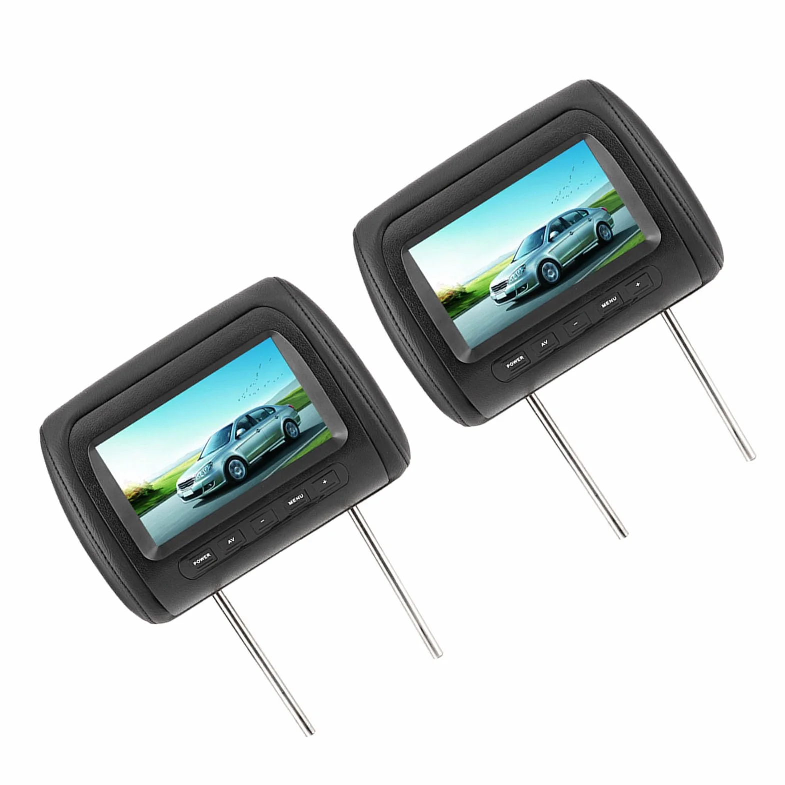 Eacam 7 In Display DVD CAR, Dispaly del Poggiatesta Nero con Schermo HD, Trasmettitore a Infrarossi a Doppio Canale per Modelli Universali, Controllo Wireless, 2 Input Video