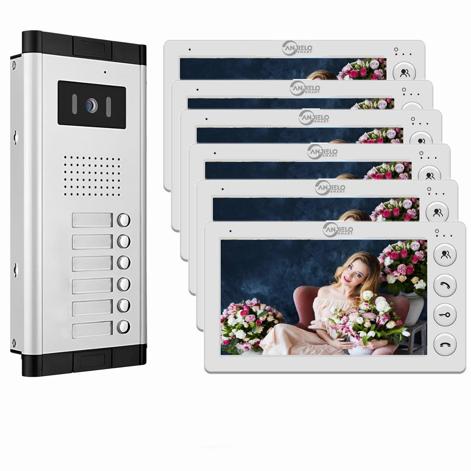 Sistema di interfono video cablato per appartamento, kit videocitofono da 7 pollici con 2/3/4/5/6/8/10/12 unità, videocitofono per interni ed esterni, audio bidirezionale, sblocco con una chiave per