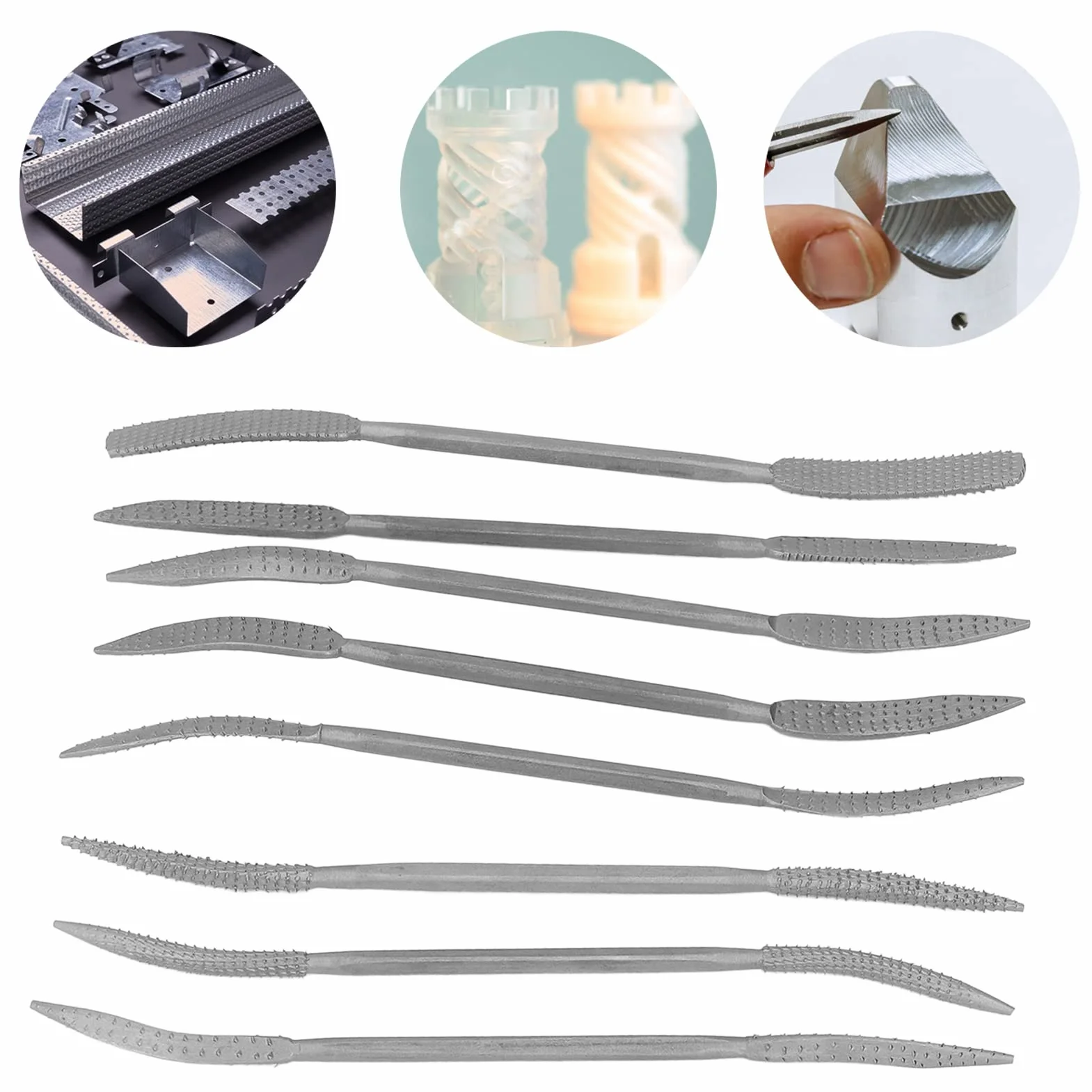 Tyenaza Set di 8 Raspe a estremità Doppia, 200mm Lime e Raspe per Legno, Lima per Intaglio del Legno Raspa File in Lega d'Acciaio per Intaglio del Legno, Lucidatura