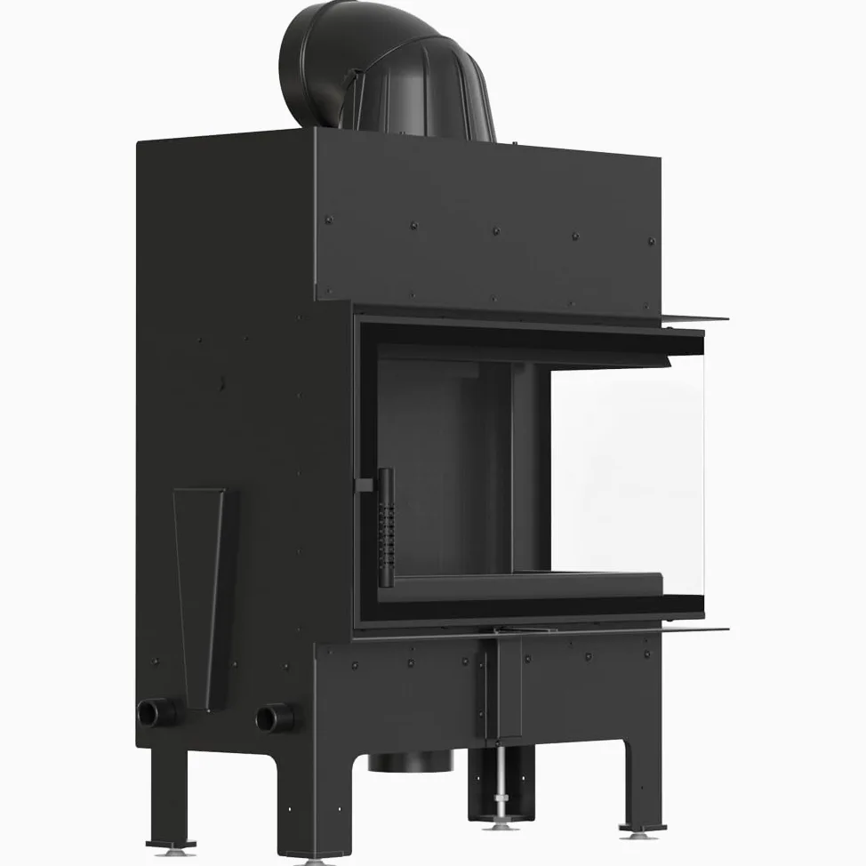 KRATKI Inserto per camino in acciaio a legna FLOKI 10 kW Ø200 destro A+ M | Acciaio nero, efficienza 83,6%, classe A+. Ecodesign, BImSchV 2; per recupero calore.; combustione efficiente; Thermotec nero