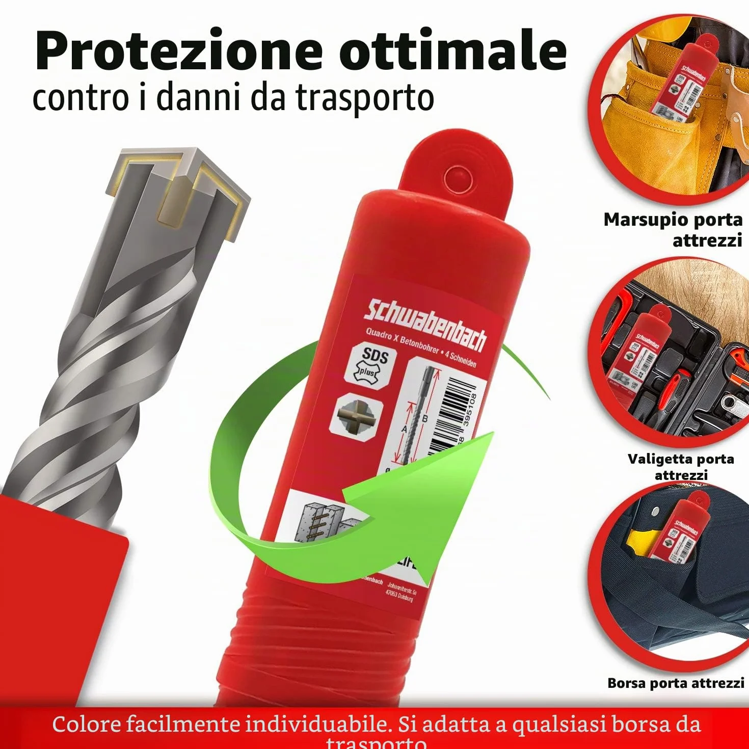 SCHWABENBACH Set Punte Trapano SDS Plus 7 Pezzi Ø 6-14 mm x 210 mm per Calcestruzzo e Pietra Compatibile Bosch Hilti Metabo