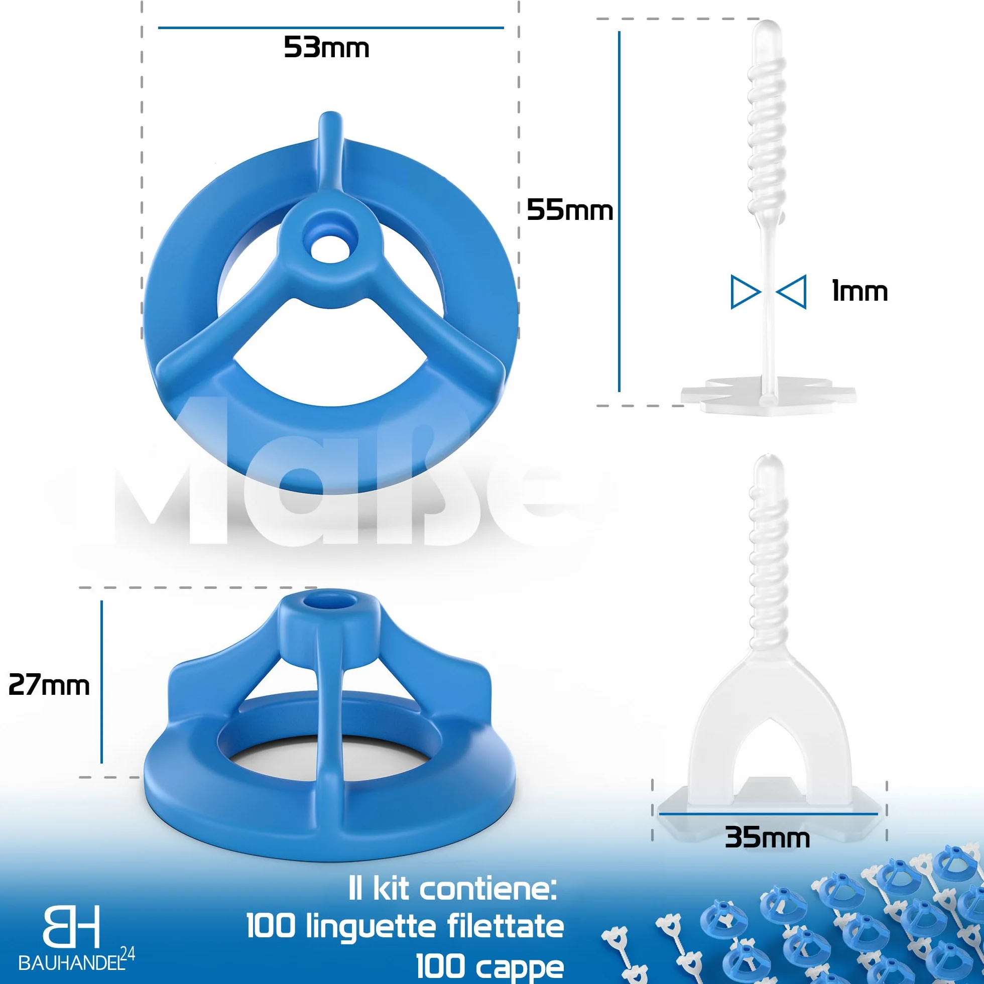 Set accessori posa piastrelle 1 mm sistema livellamento 200 pezzi copertura filettata livellatori distanziatori cunei attrezzi muratore