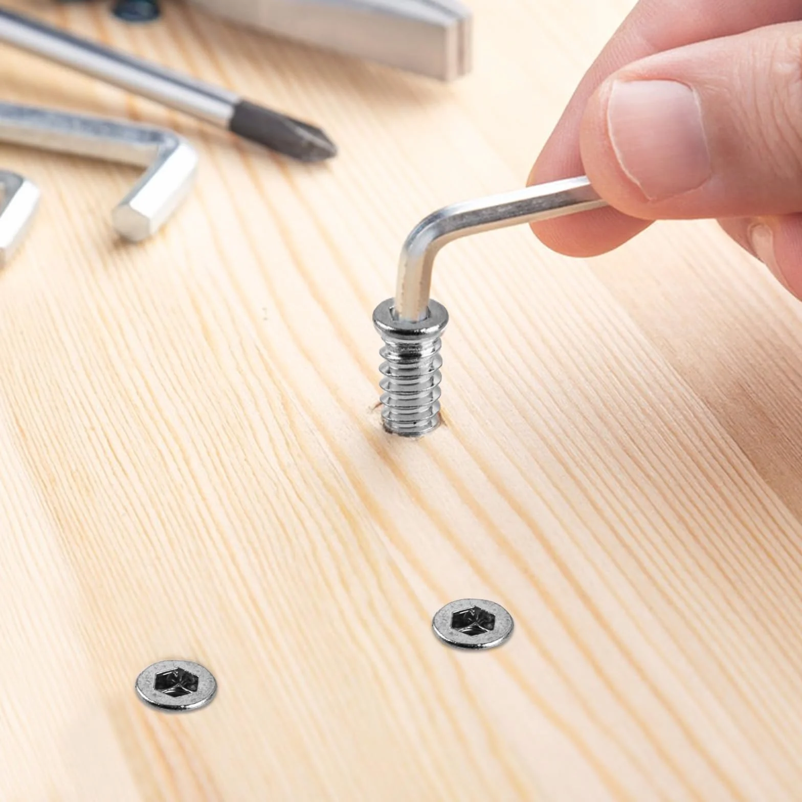 100 dadi di avvitamento M6 x 20 mm, inserto filettato in legno, inserti filettati in acciaio zincato, manicotto filettato a esagono incassato per mobili in legno