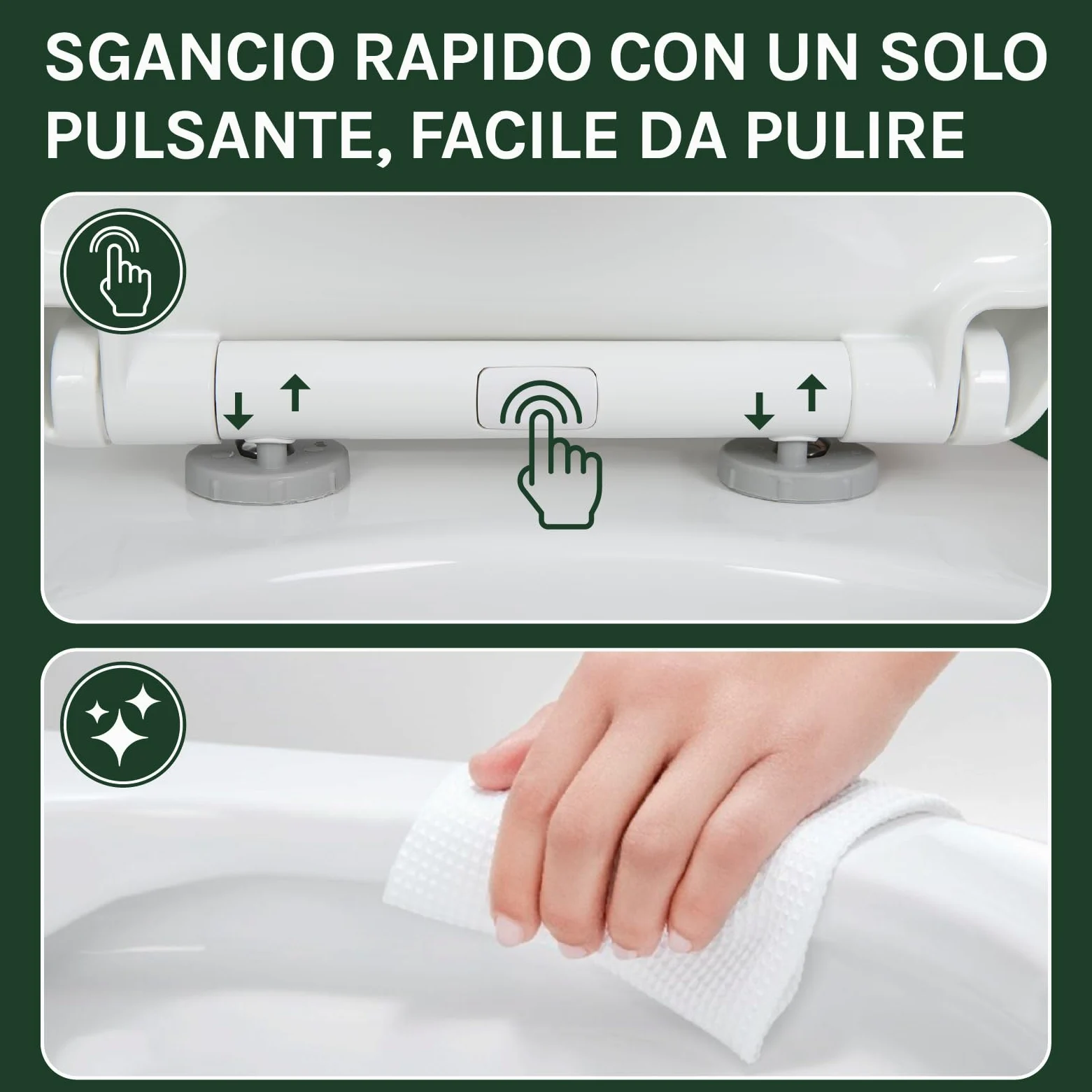 WOLTU Copriwater Sedile WC Universale Coperchio con Chiusura Ammortizzata Soft Close Toilet Seat Bagno in Plastica Bianco a Forma di O