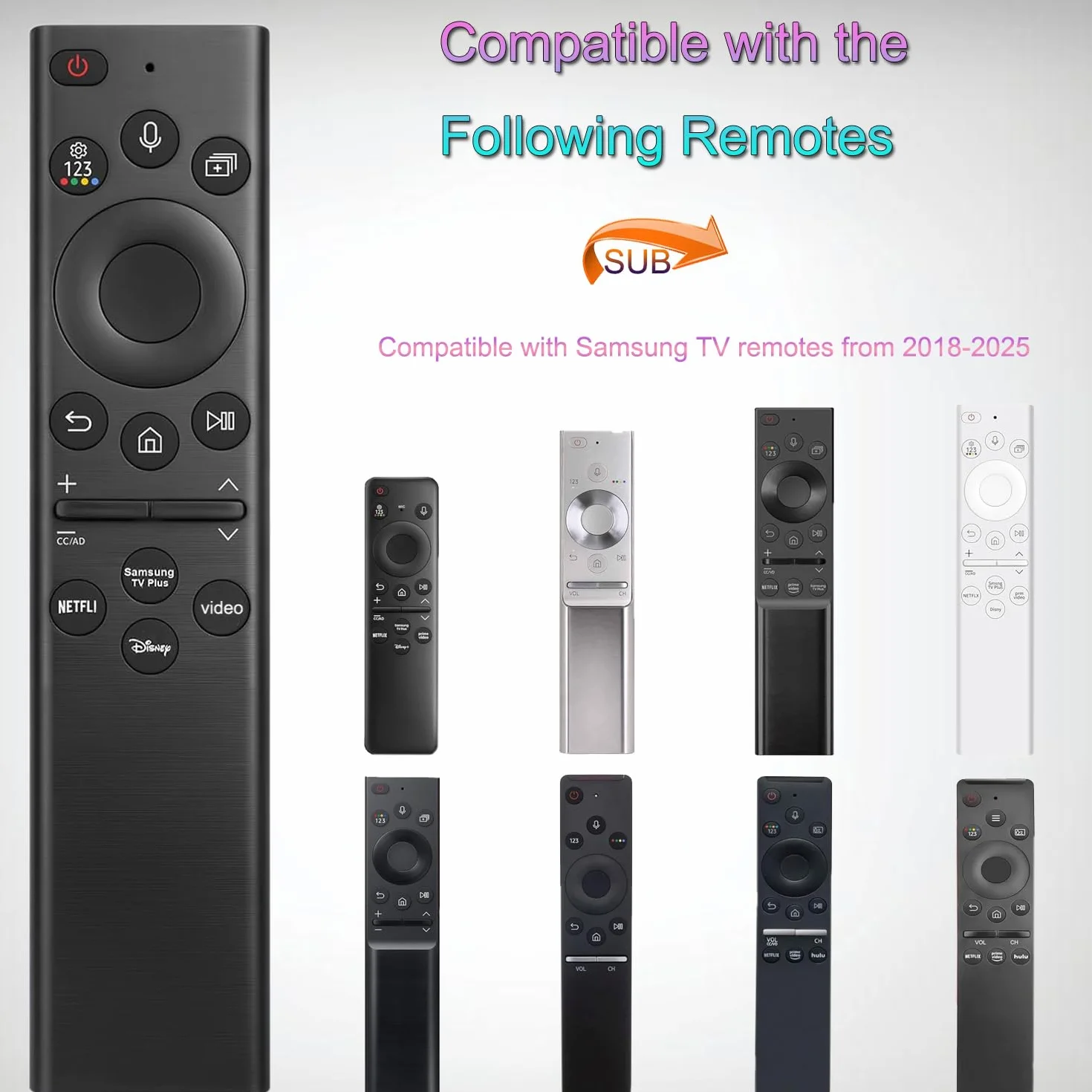 Telecomando per Samsung TV Remote Control,Compatibile con Tutti Samsung Smart UHD, OLED, QNED, Frame Series TVs con funzione vocale