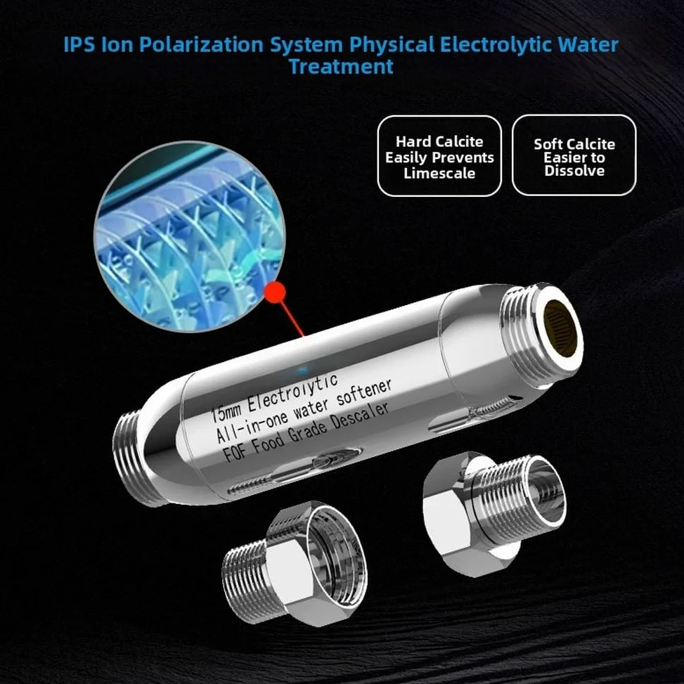 Inibitore magnetico per addolcitore d'acqua per la casa, prefiltro in rame con manico on/off, previene la ruggine per sistema di caldaia (32 PPR)