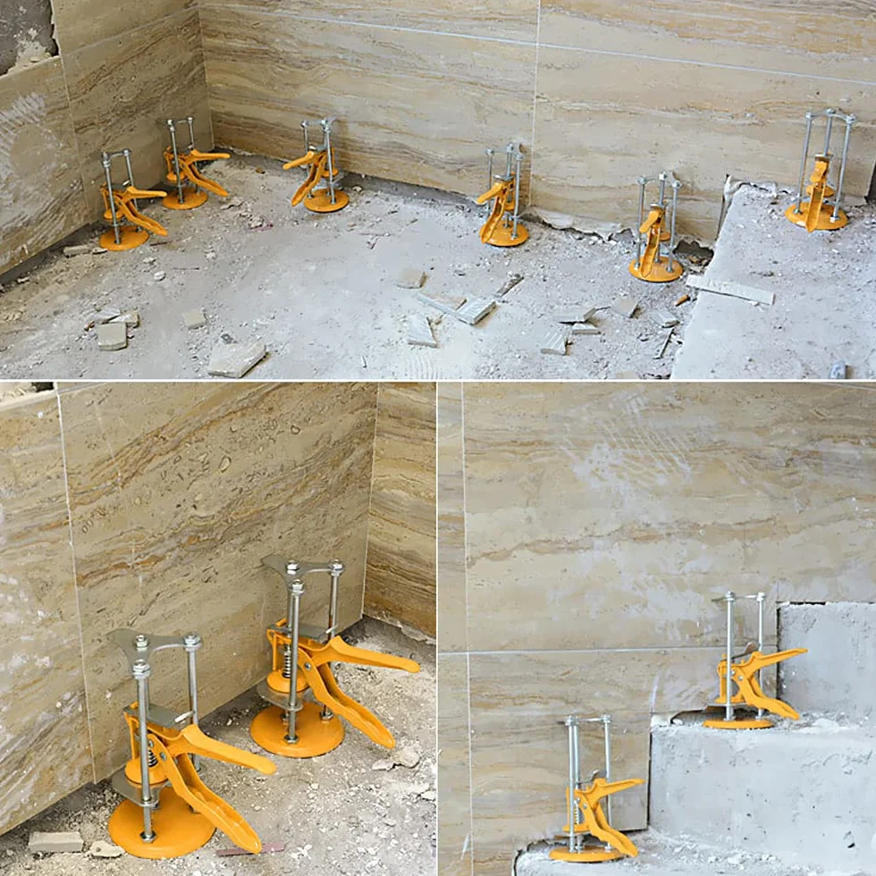 Sollevatore di piastrelle 2 pezzi, attrezzo da lavoro a mano robusto e durevole per sollevare e fissare piastrelle, pavimenti, porte e finestre (giallo)