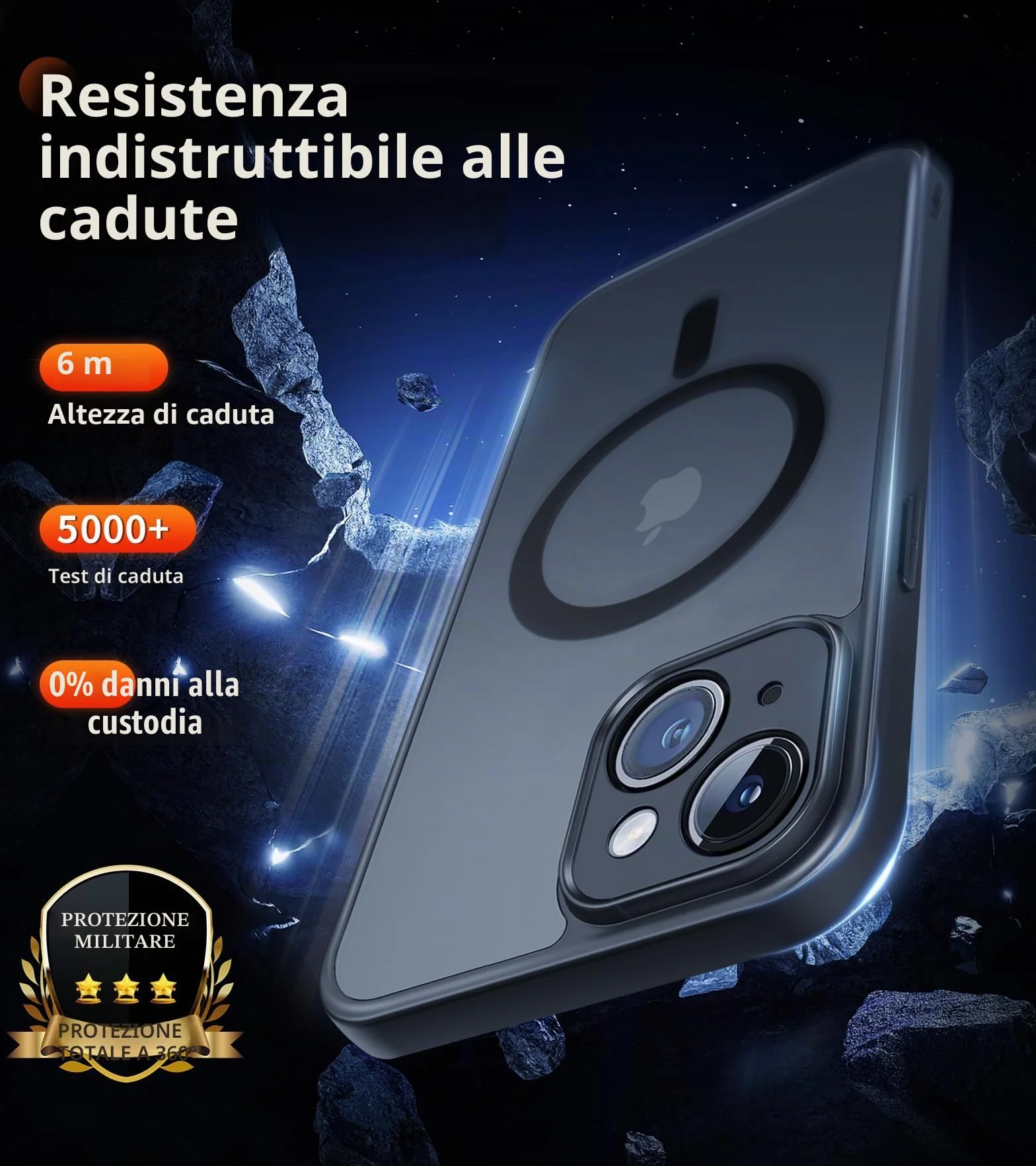 FLLAO Cover Magnetica per iPhone 15 Custodia e 2 Pellicole in Vetro Temperato, Cover iPhone 15 Compatibile con Magsafe, Custodia Traslucida Opaca Posteriore Sottile Antiurto Protettiva Case, Nero