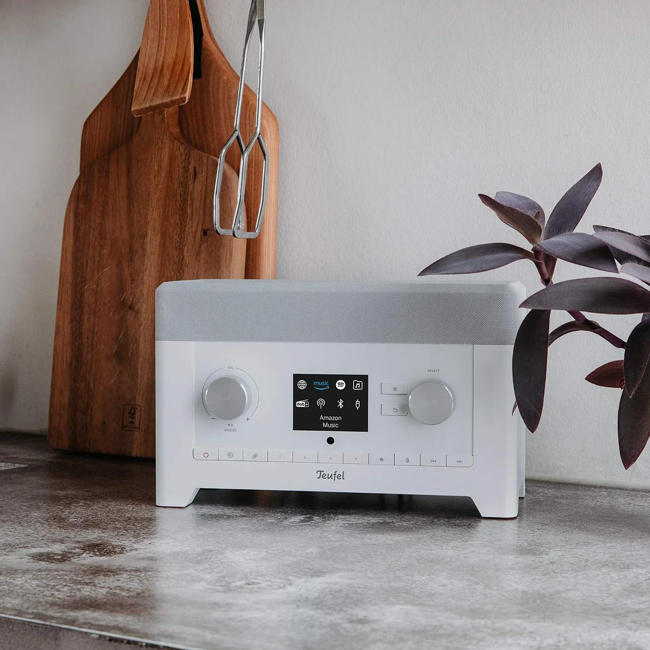 Teufel Radio 3Sixty, Radio Digitale Internet DAB+ FM con Telecomando, Ingresso AUX, Funzione Power Bank, Bianco