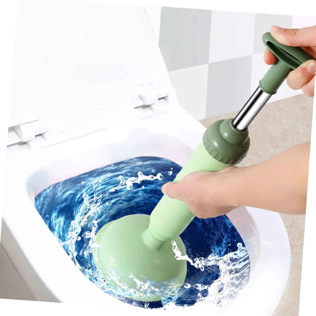 Cabilock Stura Water a Pressione per WC, 2 Pezzi, PVC e Acciaio Inossidabile, Pulizia WC e Rimozione Intasamenti in Bagno e Casa