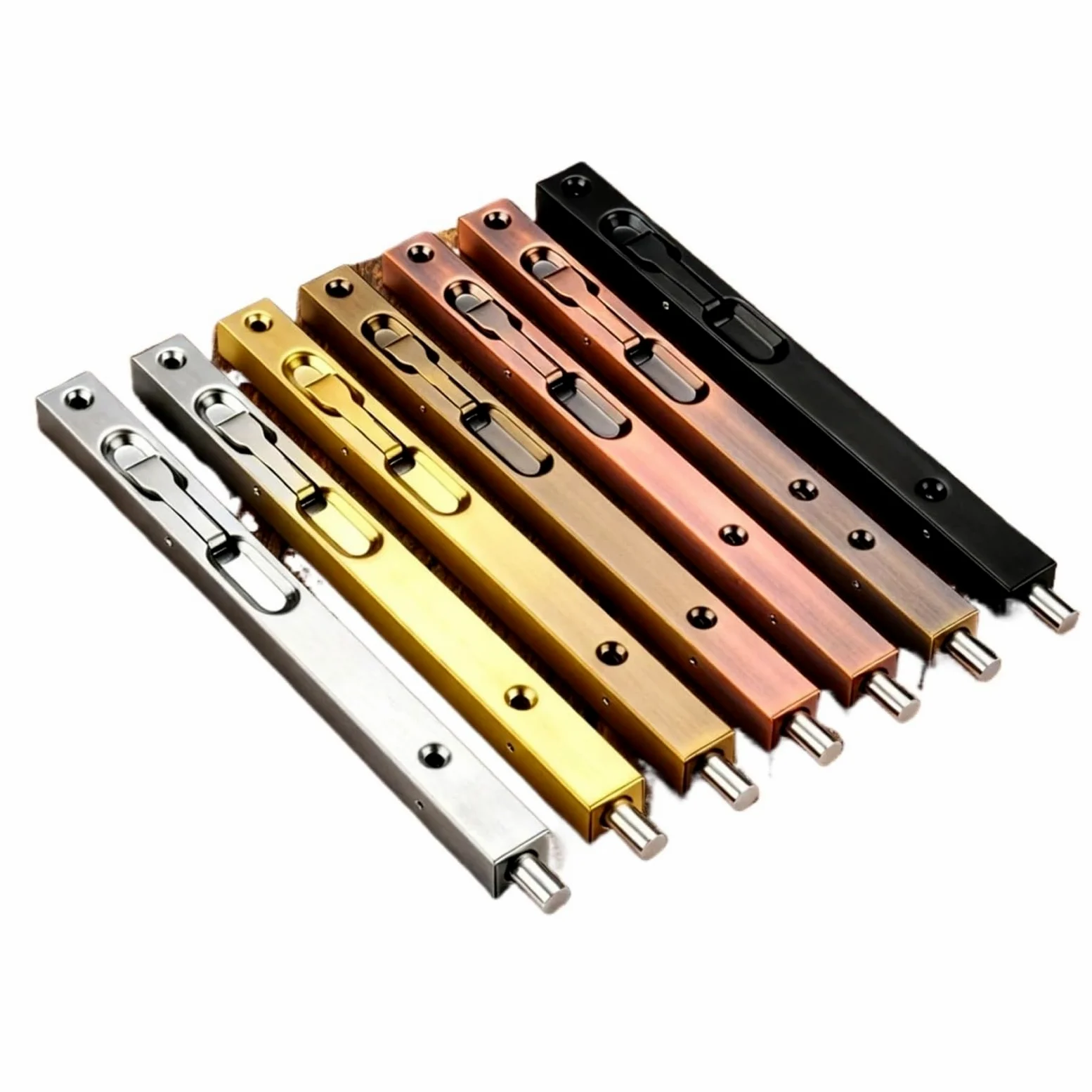 Bulloni a filo per doppia porta, 4 pezzi, in acciaio inossidabile 304, serratura verticale nascosta, per legno, principale, sicurezza e doppia (oro, 20,3 cm)