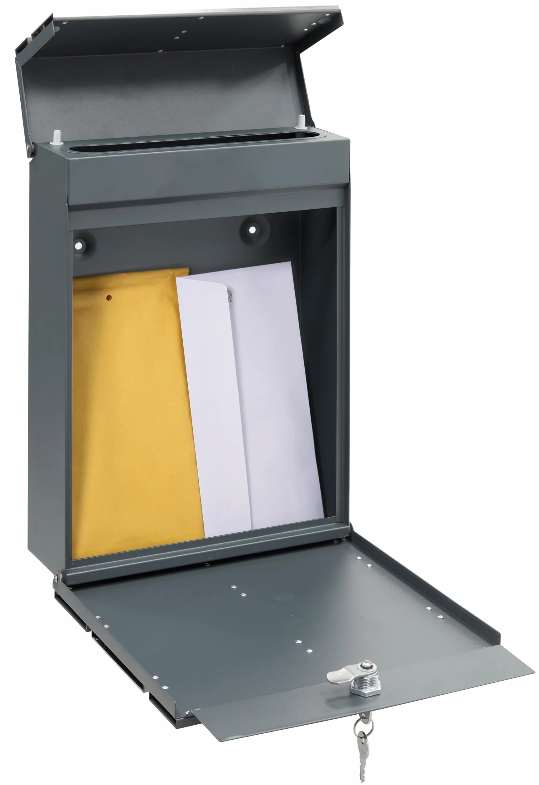ARREGUI Flysch Cassetta Postale Acciaio Formato M DIN A4 Grigio Antracite Acciaio Inossidabile Parete Moderna