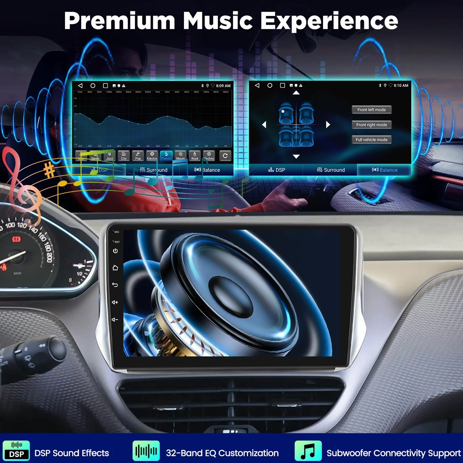 4+64G Autoradio Android per Peugeot 208/2008 2012-2018, Stereo con Schermo 10 pollici, Wireless Carplay e Android Auto, Audio DSP 32EQ + Telecamera posteriore AHD, Supporto OEM