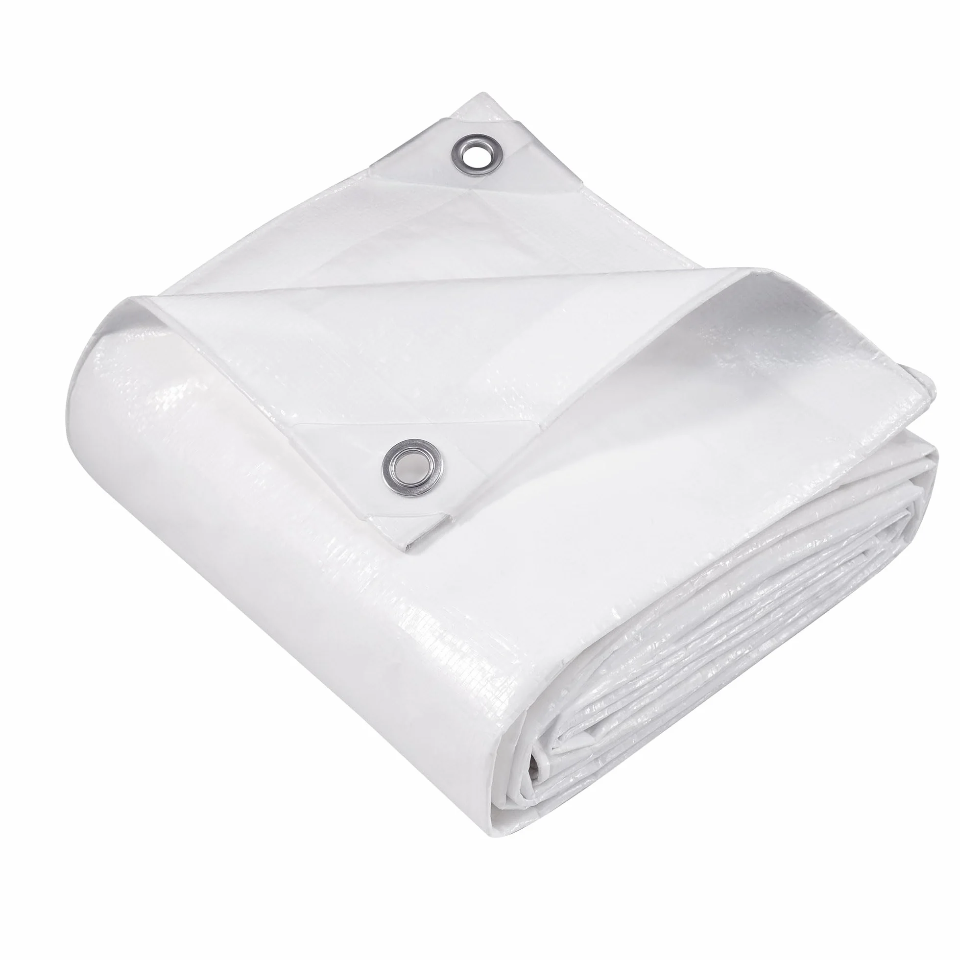 Telone Impermeabile per Esterno 4x6m, HDPE 115g/㎡ Rinforzato con Occhielli, Anti-UV, Copertura per Piscina, Auto, Mobili da Giardino, Bianco