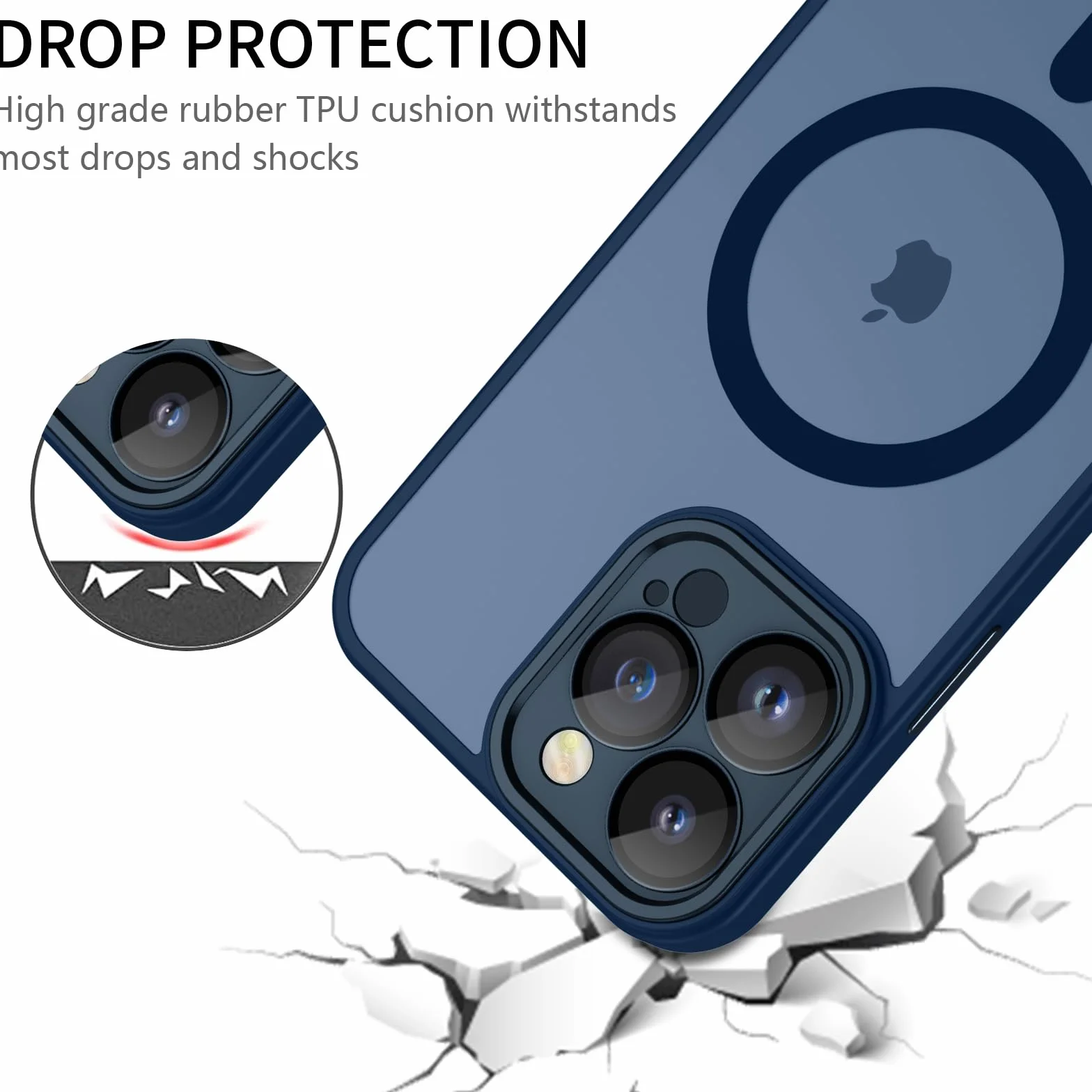 YUANDMI Cover Magnetica per iPhone 12 Pro Max Compatibile con MagSafe, Custodia Per iPhone 12 Pro Max Traslucida Opaca Case Ultra-Sottile Silicone Anti-Scivolo Resistente ai Graffi, Blu Scuro