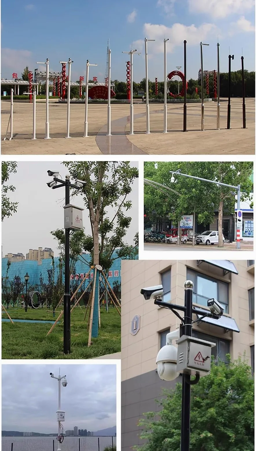 Palo per Telecamera di Sicurezza Palo per Telecamera di Sicurezza da Esterno con Montaggio a Terra, palo di Sicurezza Universale con 4 Bracci di Montaggio(2m (78.7in))