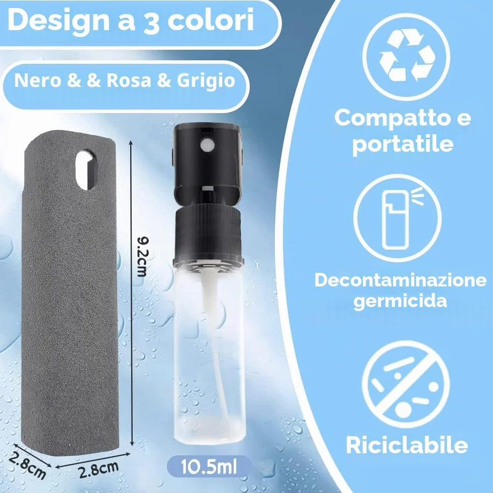 REFORUNG 3 Pz Pulitore per Schermo a Prova di Impronte Digitali 2 in1 Spray Detergente per Schermo del Telefono 2 in 1 Bottiglia Spray Pulisci Schermo e Panno per Tutti i Telefoni, Superficie in Vetro