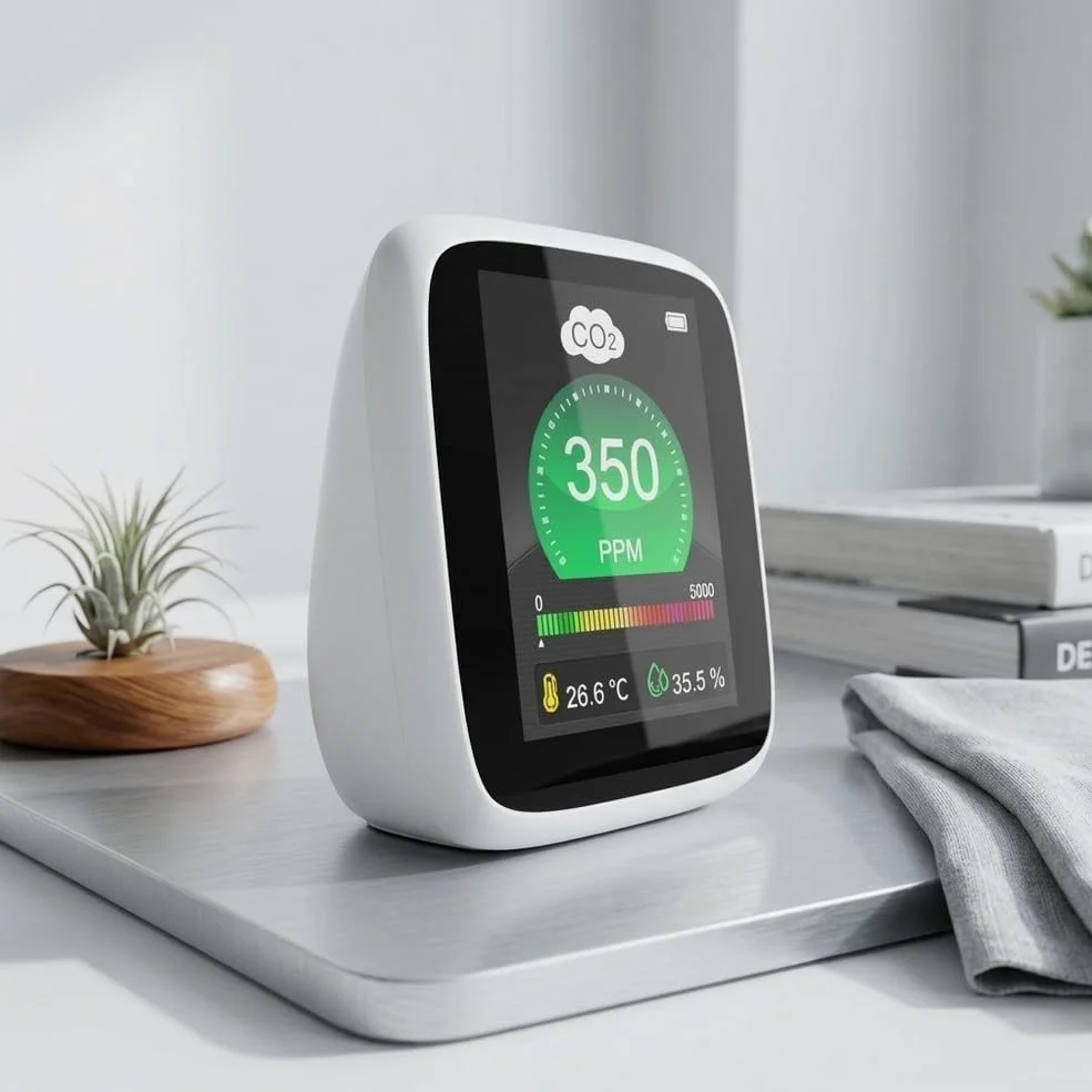 Rilevatore portatile della qualità dell'aria con tecnologia avanzata Ndir per misurare istantaneamente i livelli di temperatura e umidità con interruttore di allarme manuale per viaggi di lavoro