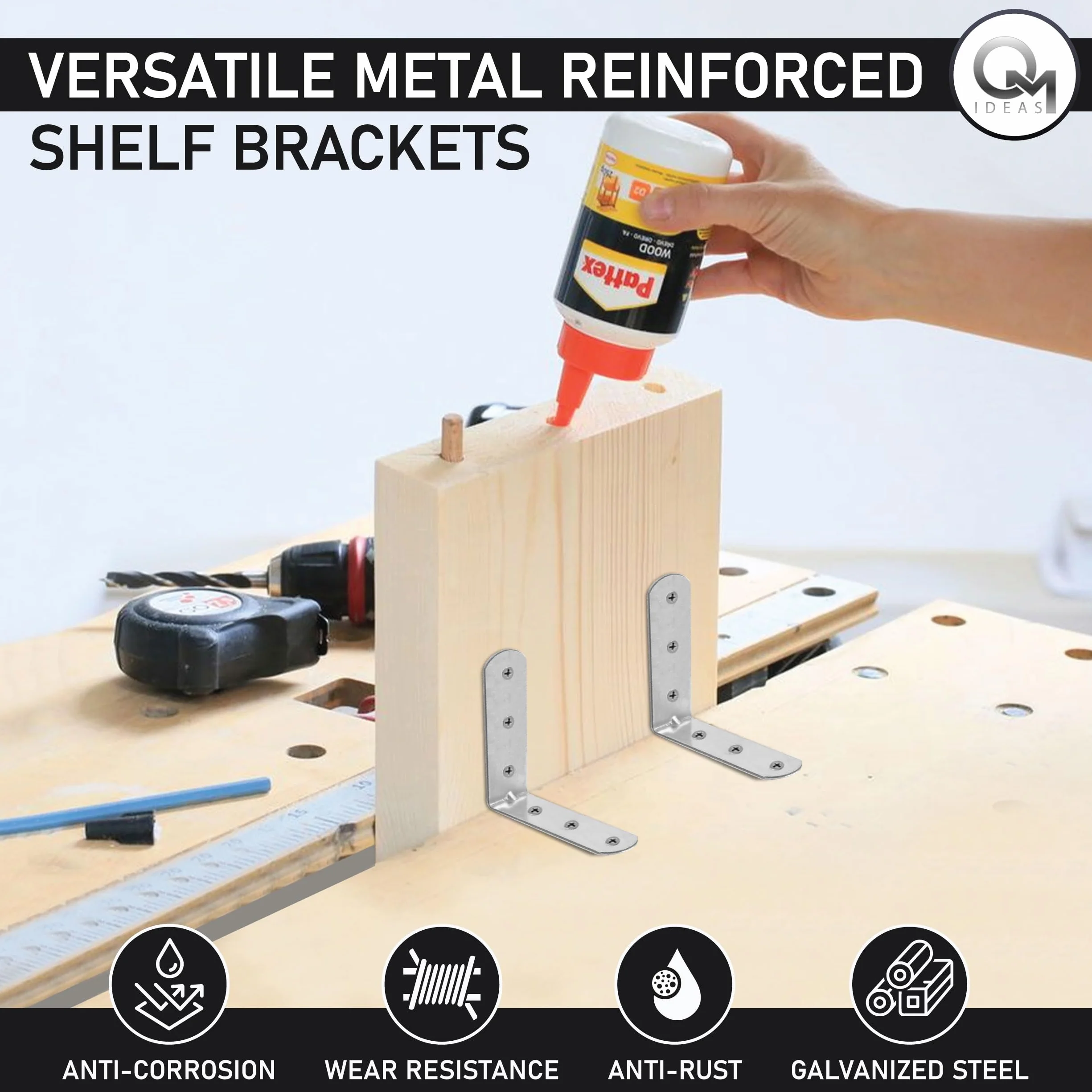 Staffe Angolari 50 x 50 x 16 Metallo 90 Gradi Supporti Angolo Retto Acciaio