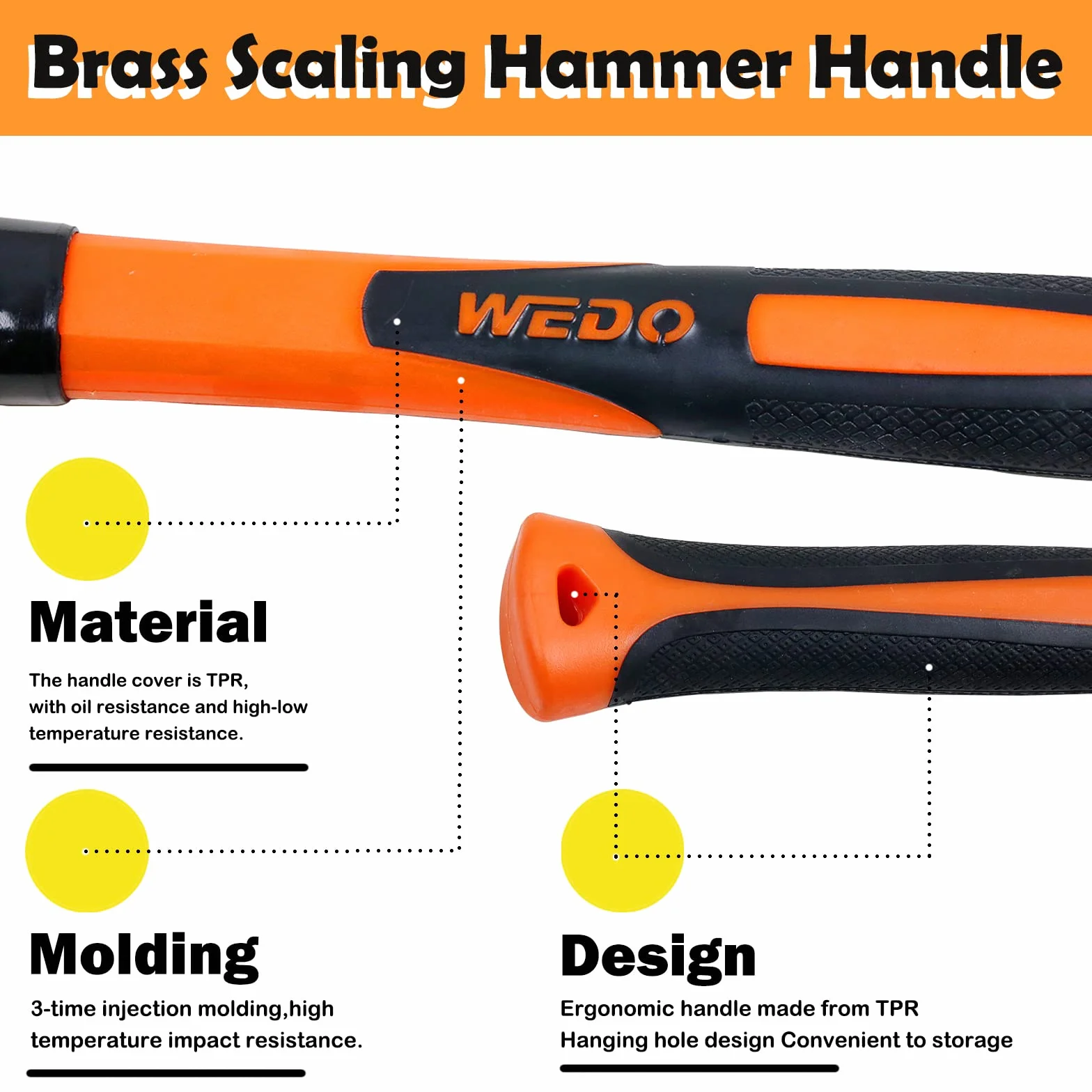 Martello per saldatura WEDO 150,3 g manico in fibra di vetro rimozione scorie 280 mm