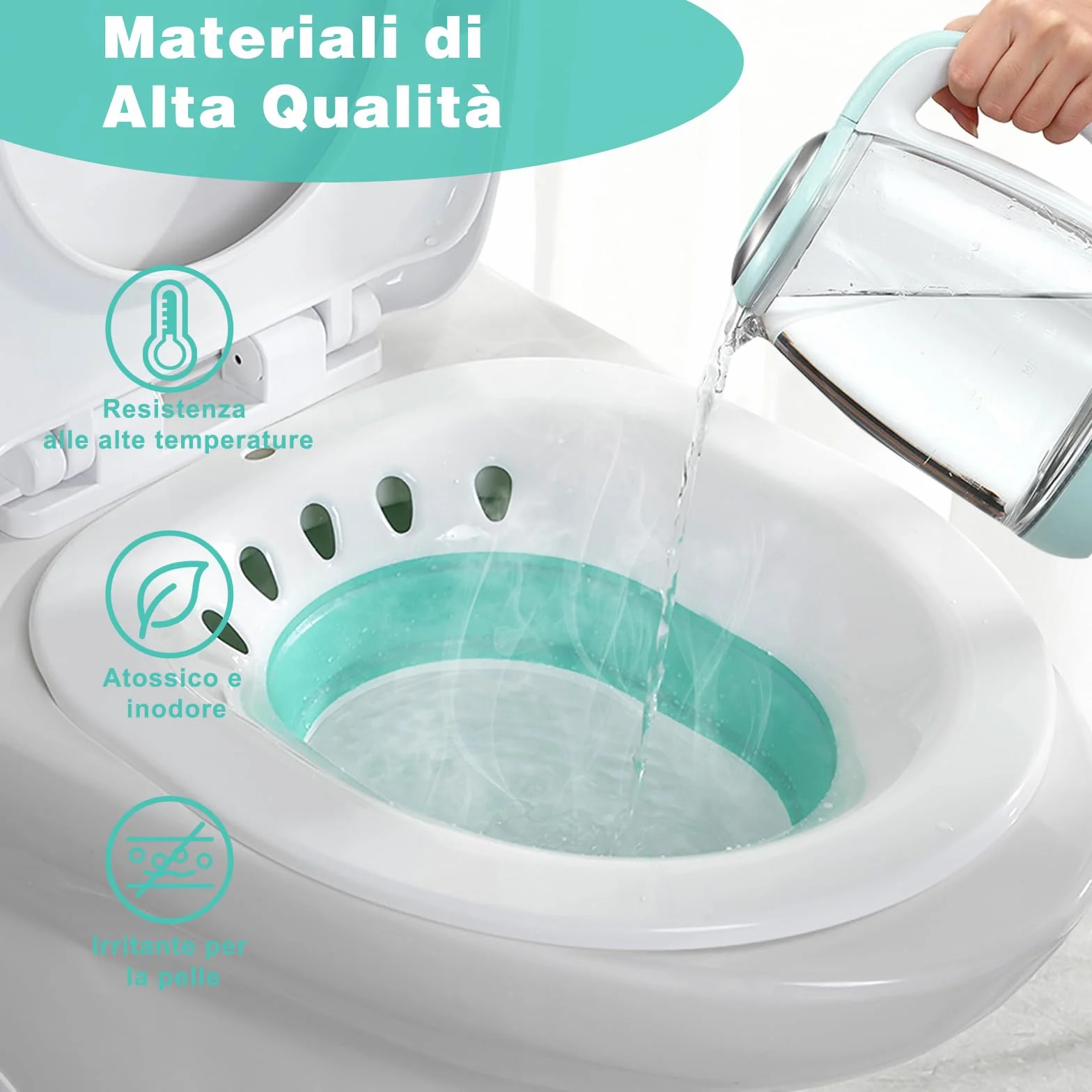 Bidet Portatile per WC per Emorroidi Vasca da Bagno Pieghevole Sedile Donne Incinte Anziani Verde