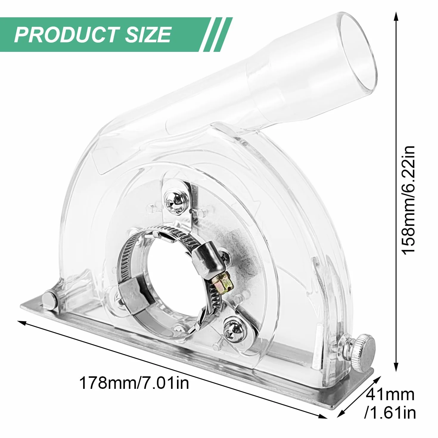 Cappa Aspirante per Smerigliatrice Angolare 125mm con Chiave Esagonale e Rondelle per Dischi da Taglio 90-125mm