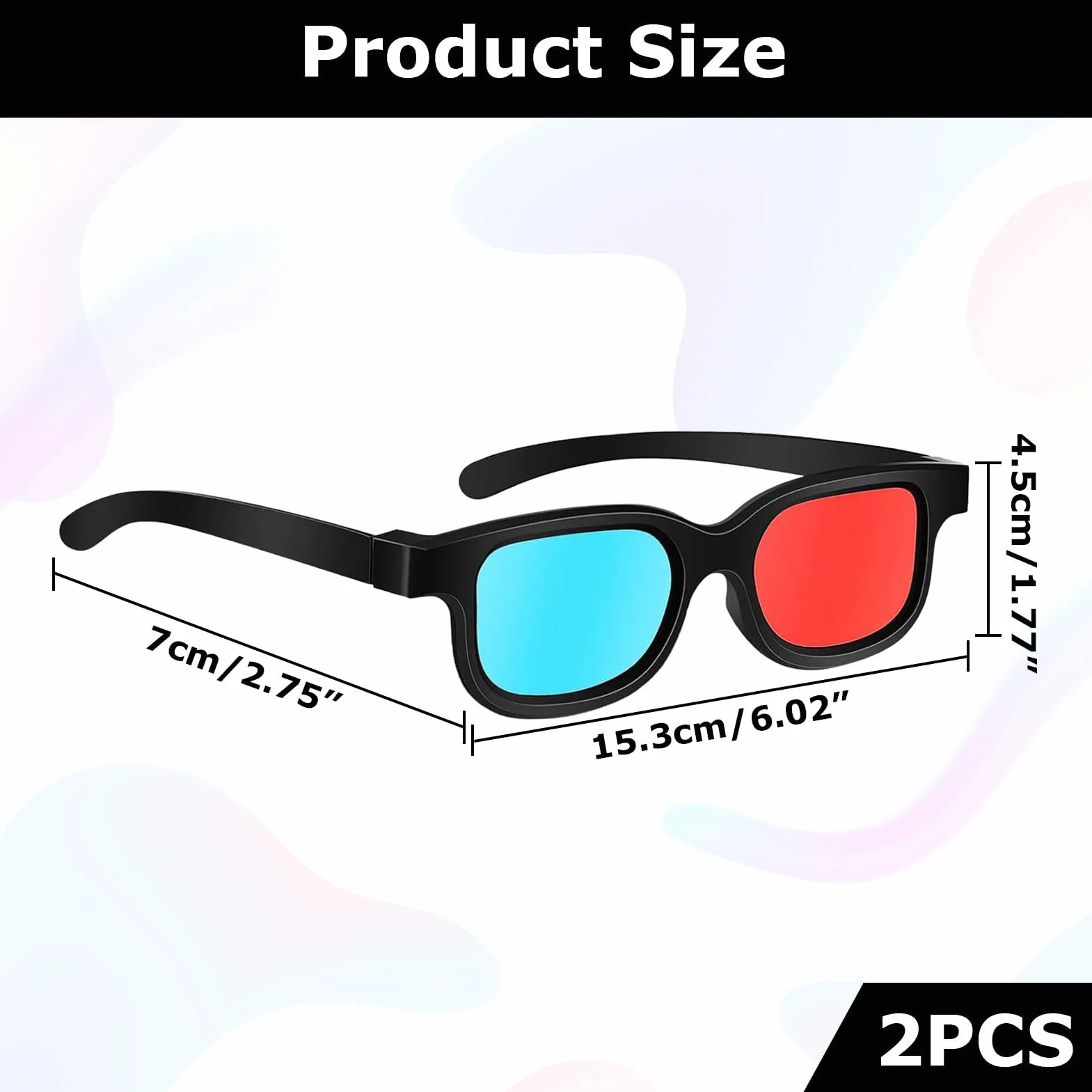 2 occhiali 3D, 3D, occhiali 3D, occhiali 3D, per televisori, occhiali 3D, rossi e blu, occhiali anaglifici 3D, per film, giochi per PC, spettacoli di luci, home theater, feste in vacanza
