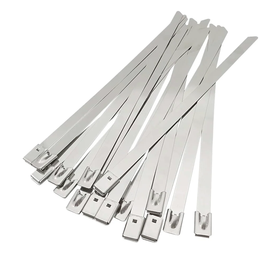 Fascette Fascette fermacavo in acciaio inossidabile da 100 pezzi Larghezza 7,9 mm Fascette con chiusura a filo multiuso in metallo Cinghie con coulisse for interni ed esterni Fascette Cavi(7.9x200mm)