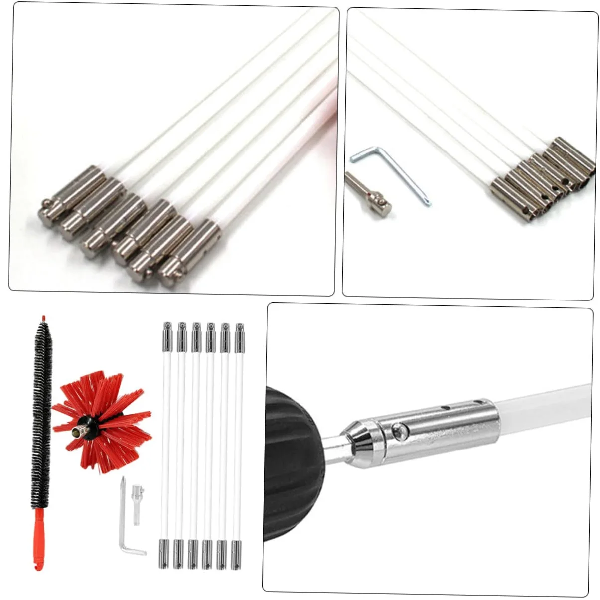 1 Set Spazzole per Pulizia Flessibile con Kit Rimozione Lanugine per Tubi e Canna Fumaria Compatibile con Trapano Elettrico Facile da Montare e Smontare