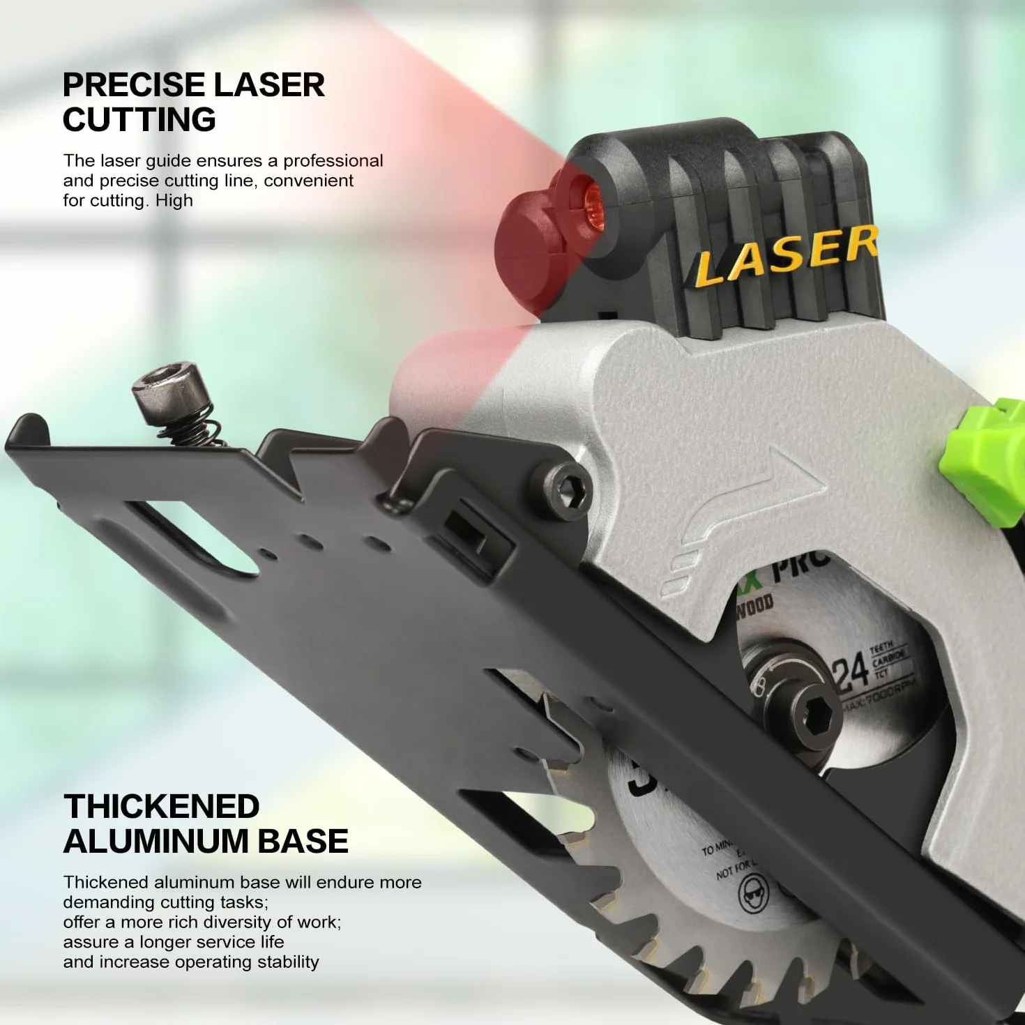GALAX PRO Mini Sega Circolare 580W, 3500RPM con Guida Laser Sega Circolare per Legno 3 Lame (85mm),per Legno, Piastrelle, Metallo Morbido, Plastica