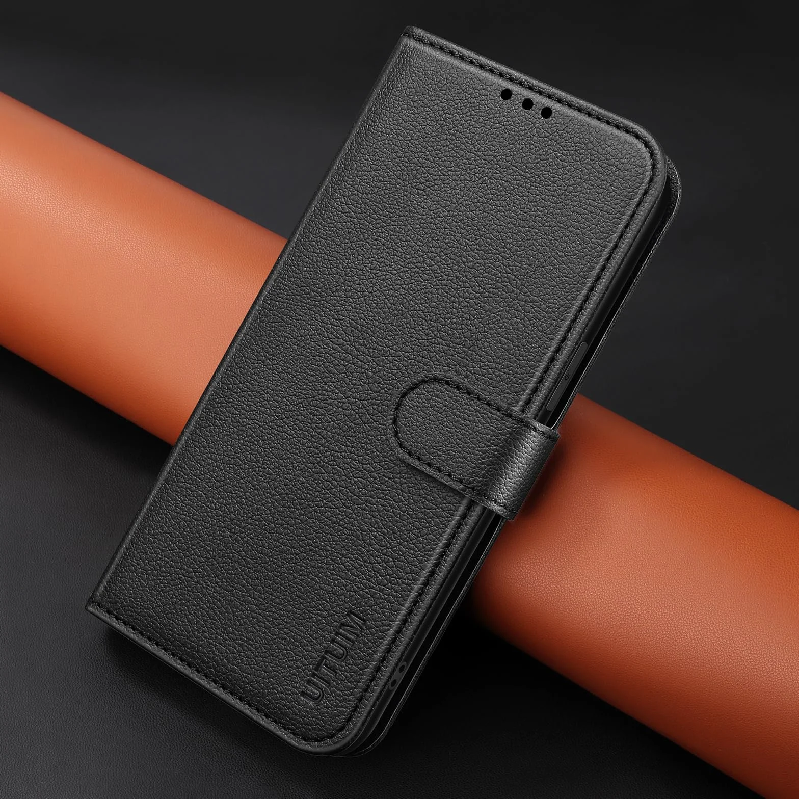 Cover per Samsung Galaxy A16 5G/4G Custodia con 2 Vetro Temperato Pellicola a Libro Portafoglio in Pelle Porta Carte Protettiva Flip Case,Nero