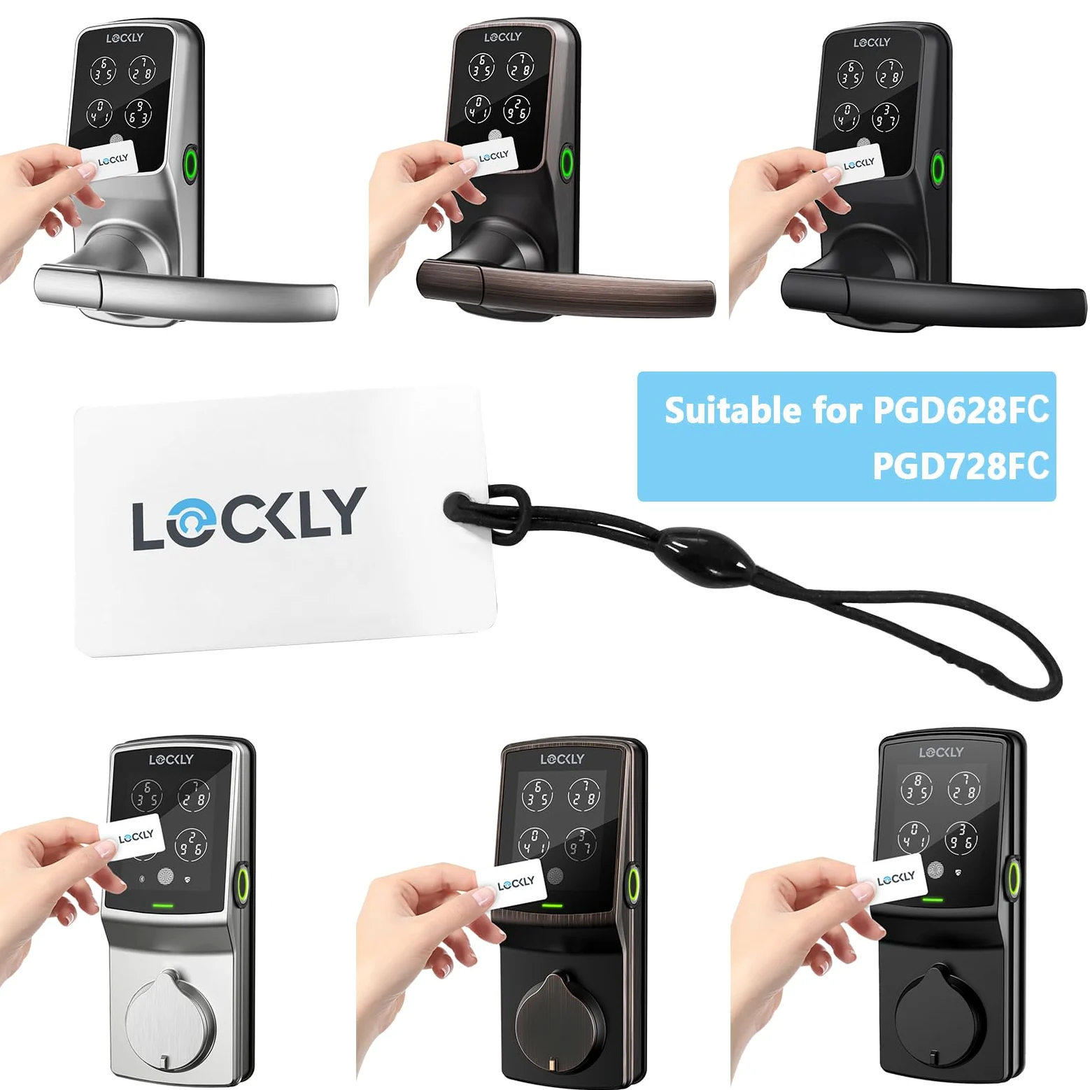 Lockly Smart RFID Cards, 13.56MHz RFID Key Fob RFID Card Smart Lock, Smart Card per serratura senza chiave - 3 pezzi bianco