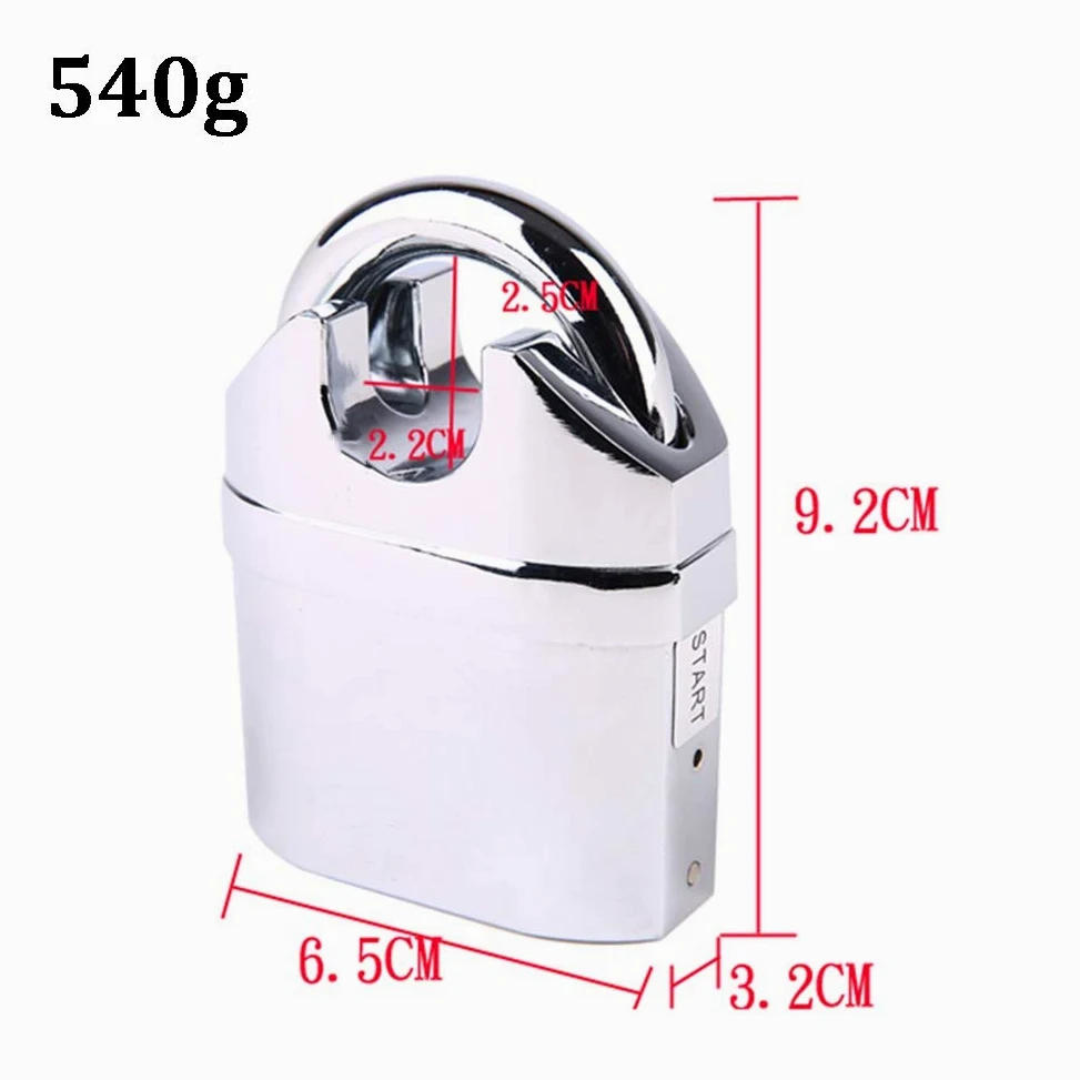 Lucchetto con 5 chiavi, lucchetto con allarme impermeabile e antiruggine, utilizzato for la serratura della porta del magazzino di mountain bike e motociclette, 65x92 mm/2,6 pollici, 4 stili (stile 4)