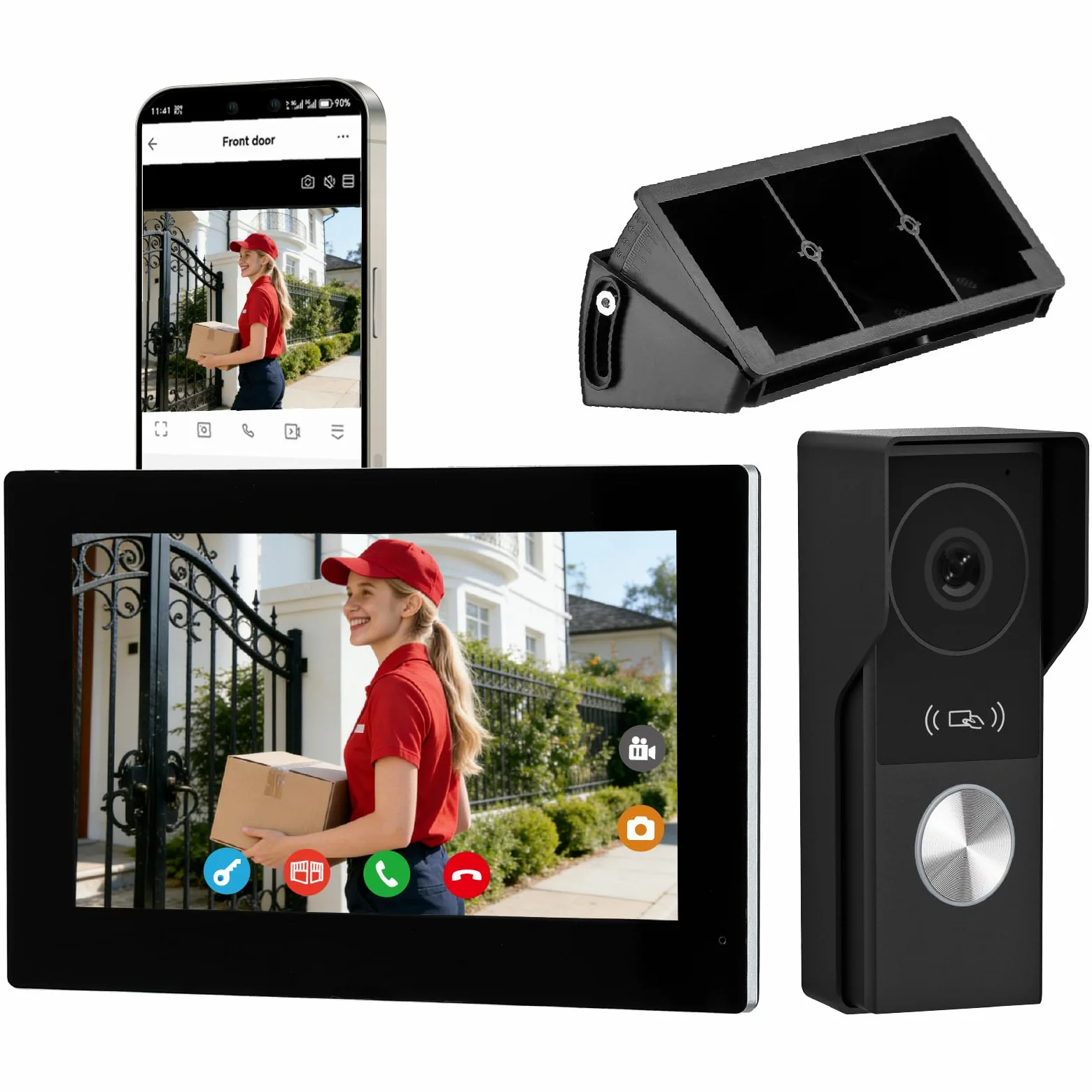 Videocitofono Connesso 2 fili, 7 Pollici Touch Monitor, 1080p, Audio Bidirezionale, Citofono con Sblocco Remoto, Rilevamento Umano,Visione Notturna