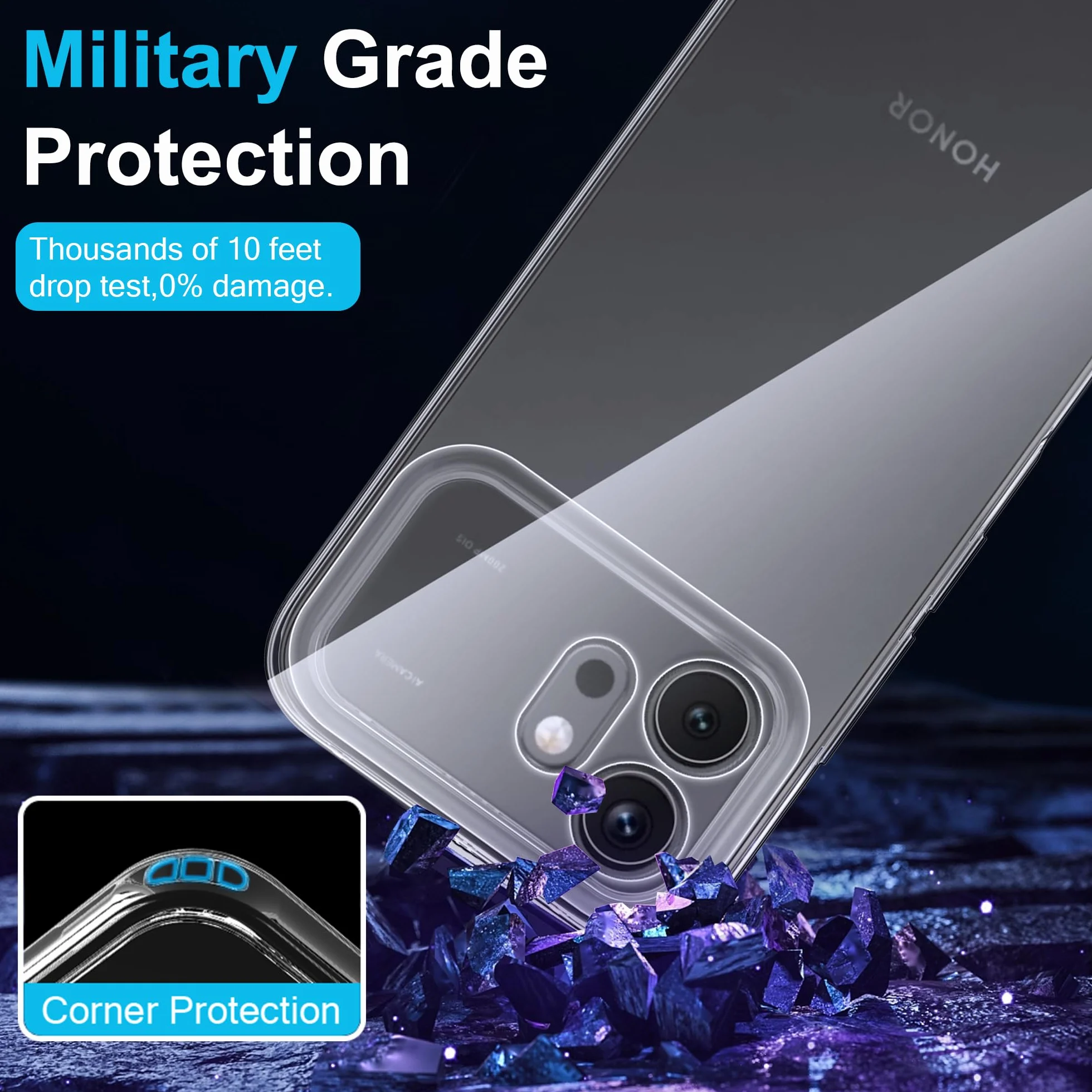 FDHYFGDY Cover per Honor 600 5G Custodia per Telefono, Anti-ingiallimento Antiurto Trasparente con Custodia Protettiva, Ultra Sottile Morbido in TPU Custodia Protettiva