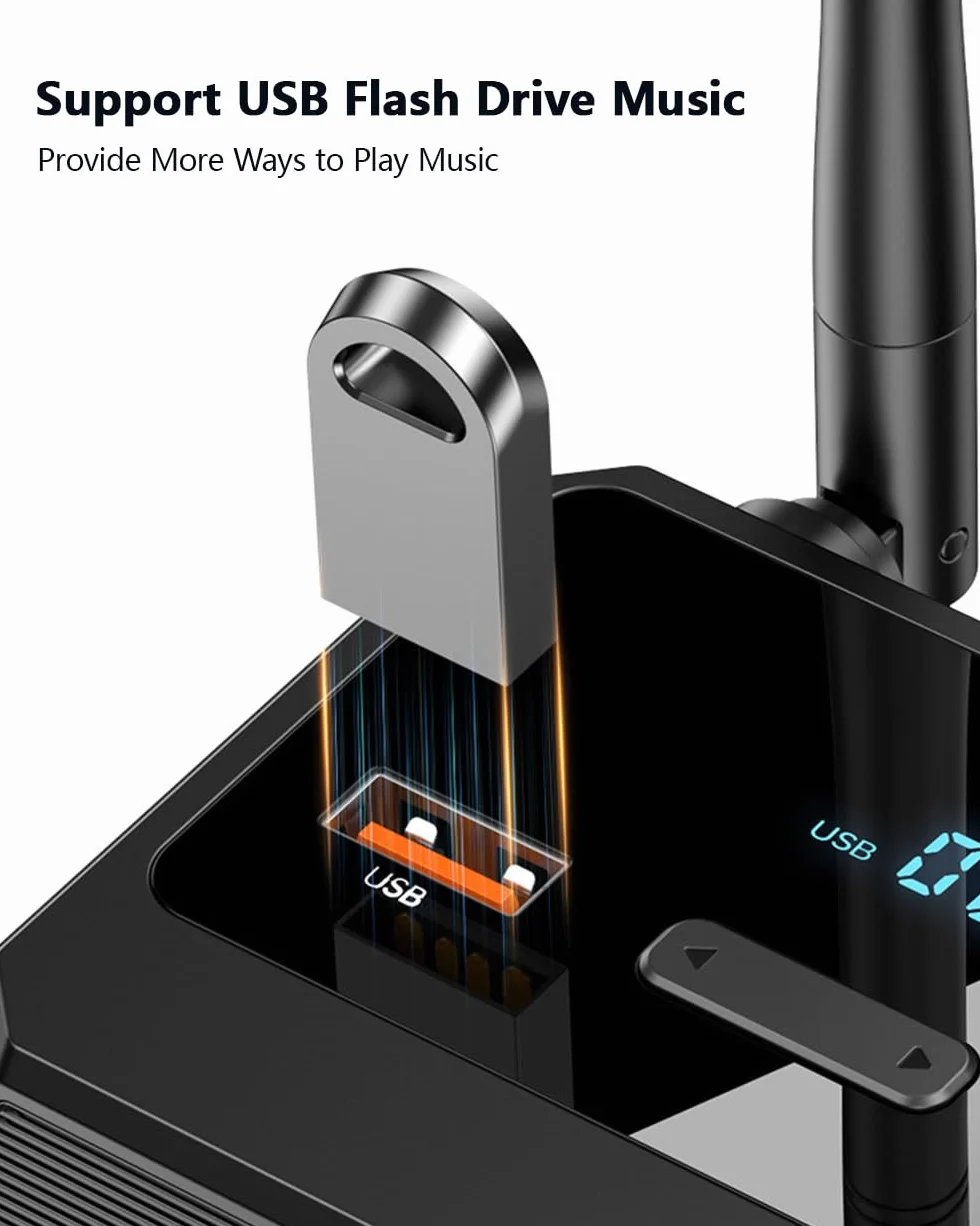 Bluetooth 5.3 Receiver for Home Stereo, Optical Low Latency & HD Music Audio Bluetooth to RCA Adapter Speakers/Wired Speakers/Home Audio Music Streaming Stereo System, Support AUX/USB