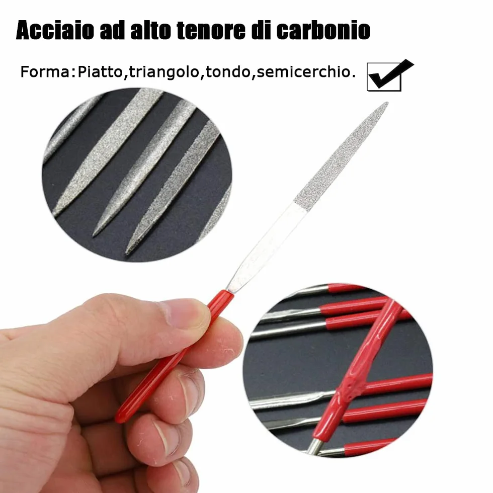 Set di Lime Diamantate in Titanio 10 Pezzi, Lime ad Ago di Precisione Multifunzionale