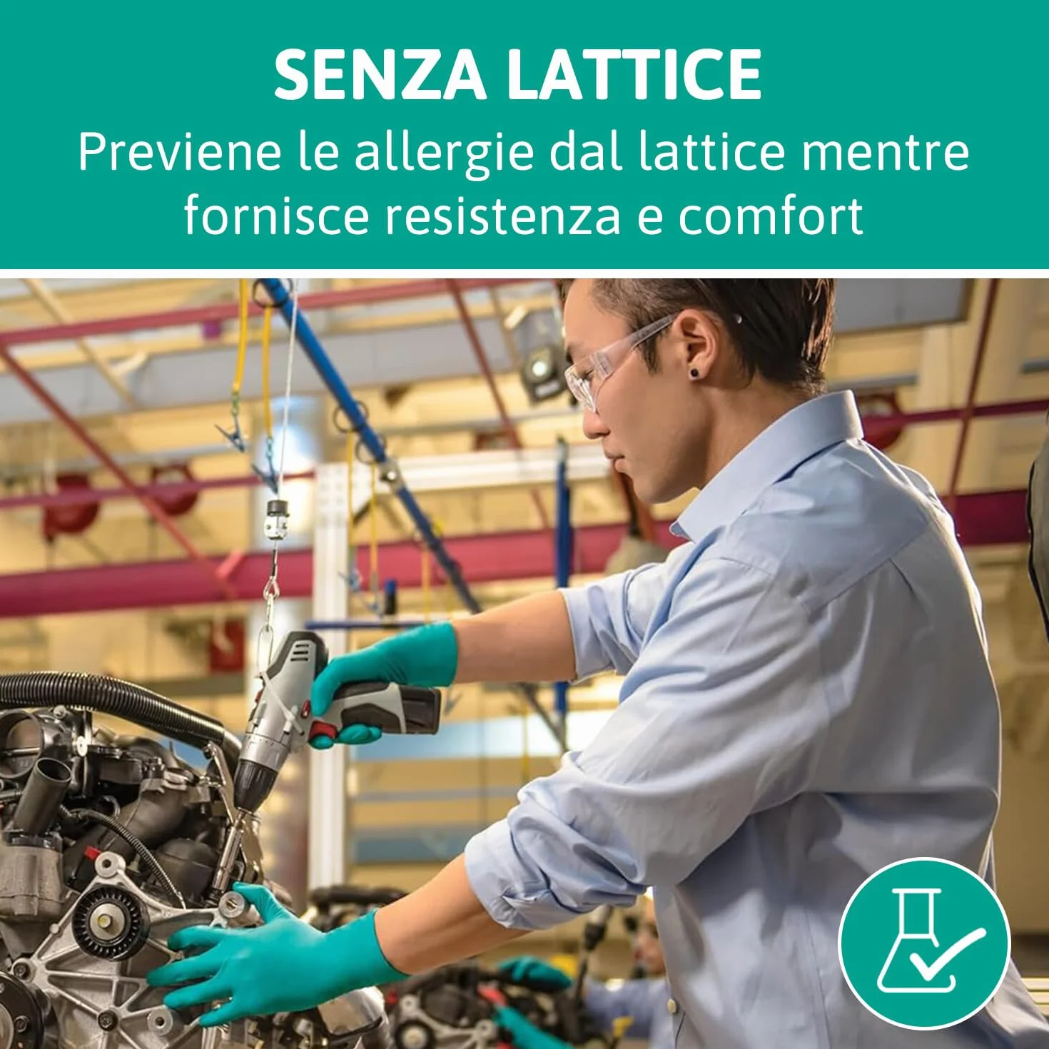 Ansell TouchNTuff 92-600 Guanti Monouso in Nitrile, Senza Polvere, Alta Resistenza Chimica, Verde, Taglia L (100 Pezzi)